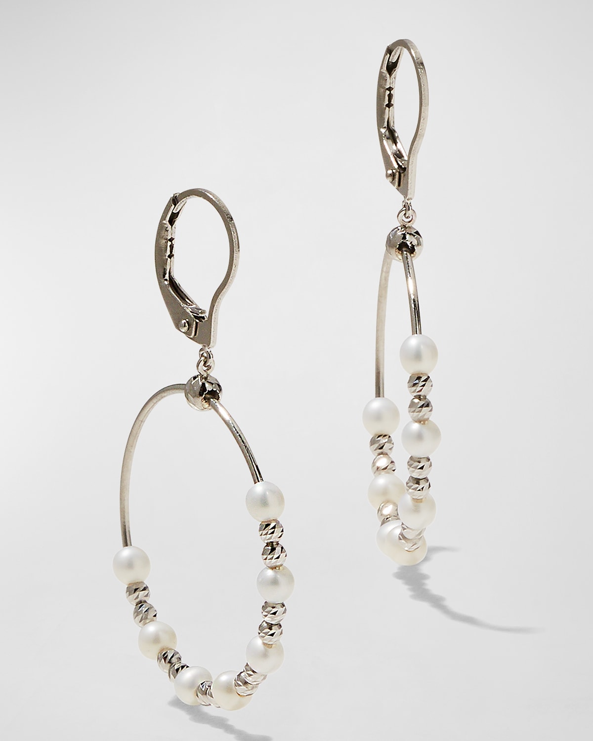Platinum Pearl Hoop Earrings