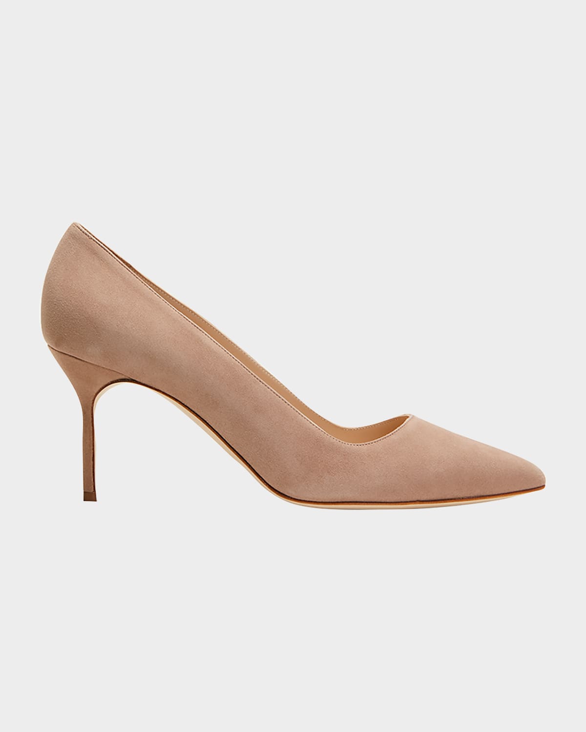 Shop Manolo Blahnik Bb 70mm Suede Stiletto Pumps In Dark Nude