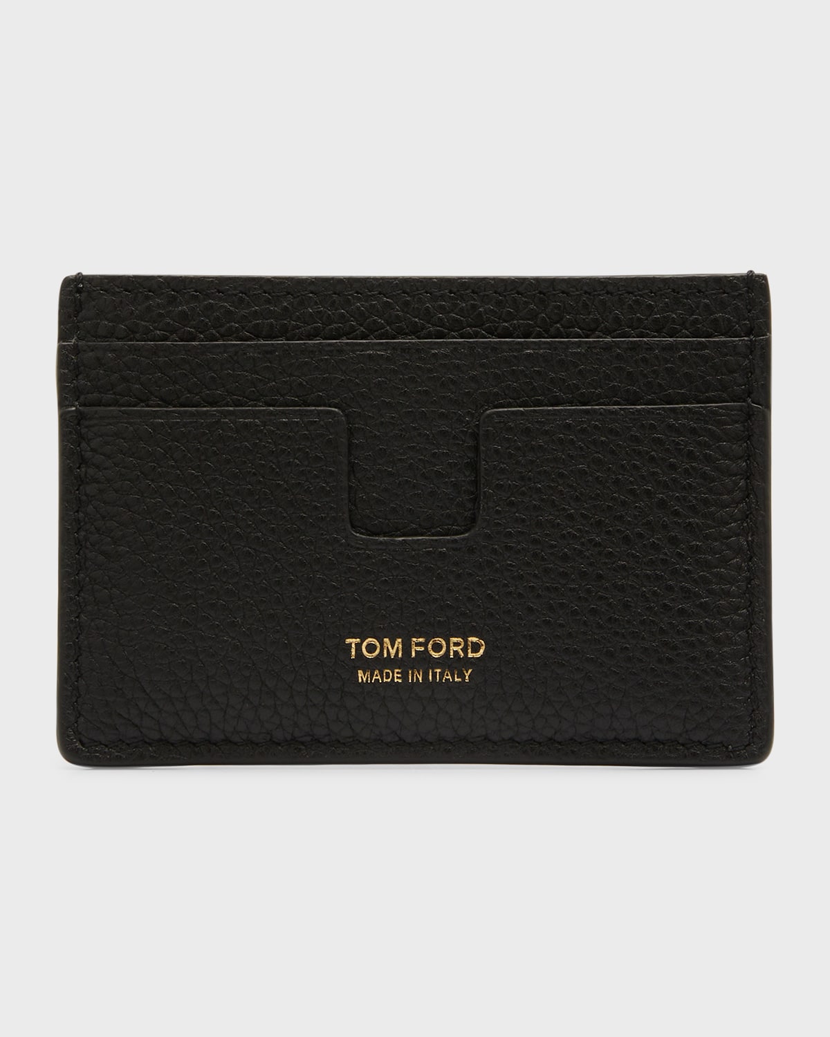 Tom Ford Soft Grain Leather T Line Classic Card Holder In Black