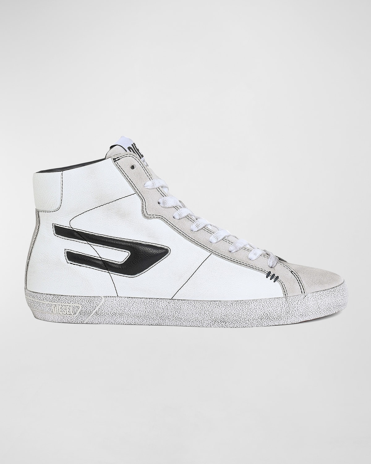 Shop Diesel Men's S-leroji Mid-top Leather Sneakers In White