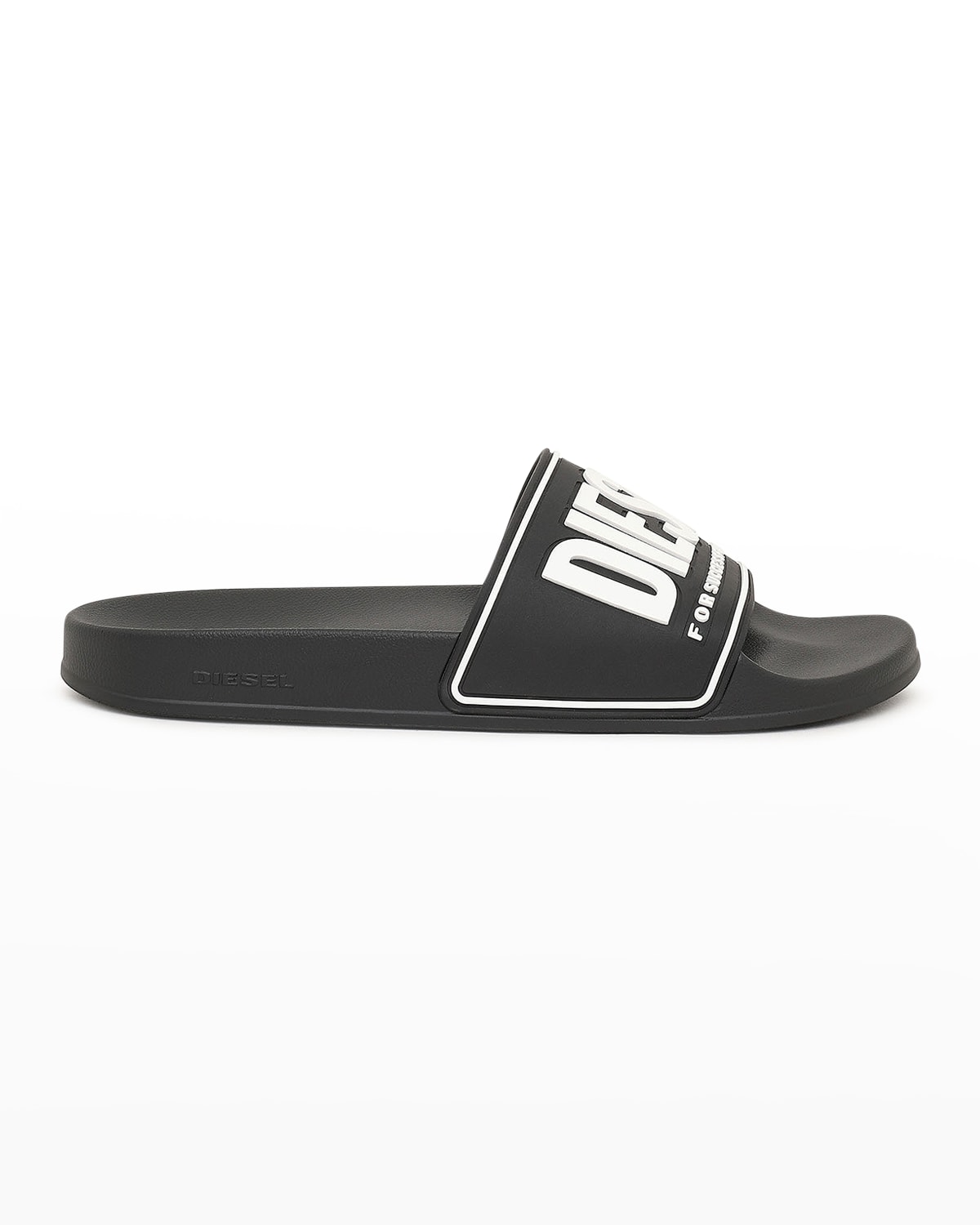 Diesel Men's Sa-mayemi Water-resistant Logo Pool Slides In Black/white