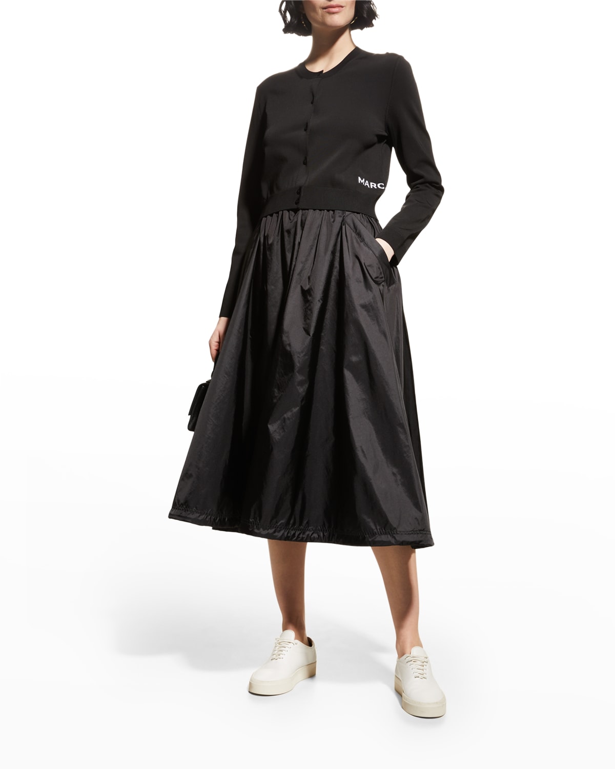 The Marc Jacobs The Cropped Cardigan Button front Side Logo Cardigan In Black ModeSens