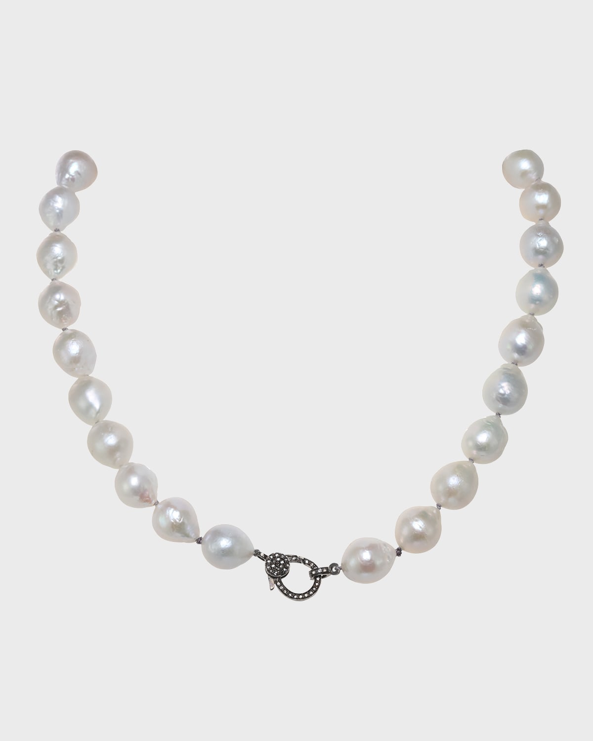 Margo Morrison Small White Baroque Pearl Necklace With Diamond Clasp, 10-12mm, 18"l
