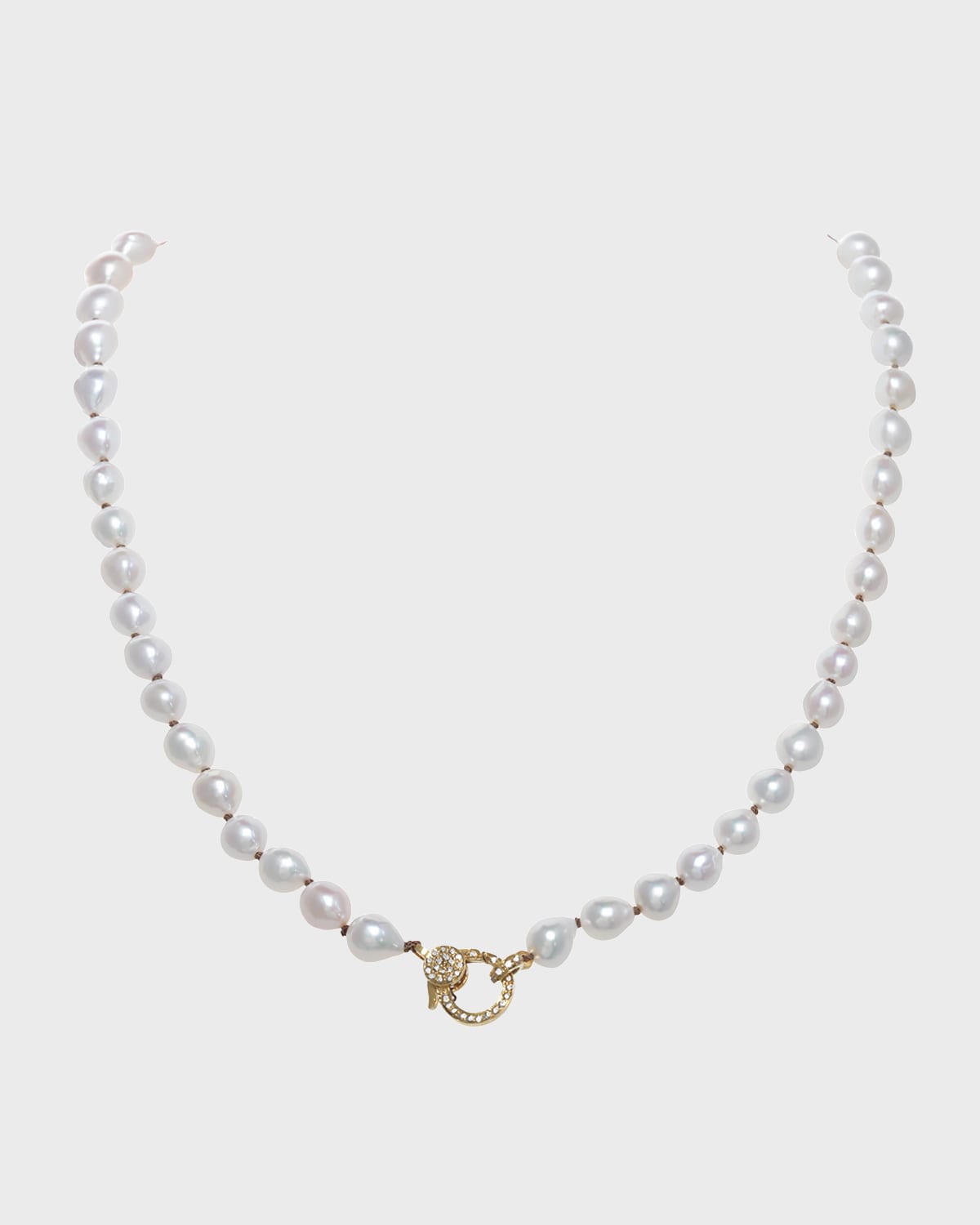 Petite Baroque Pearl Necklace with Vermeil Diamond Clasp, 7-8 mm 18"L