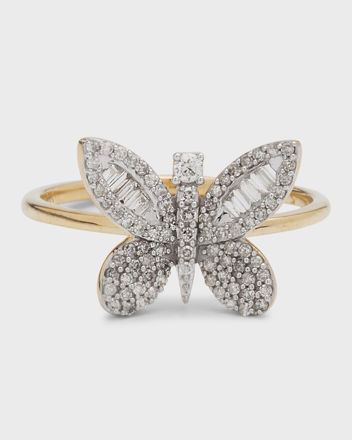 10K Yellow Gold Jumbo Butterfly Ring with Diamonds