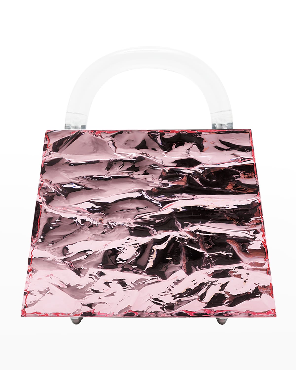 L'Afshar Eva Metallic Crushed Ice Top-Handle Bag