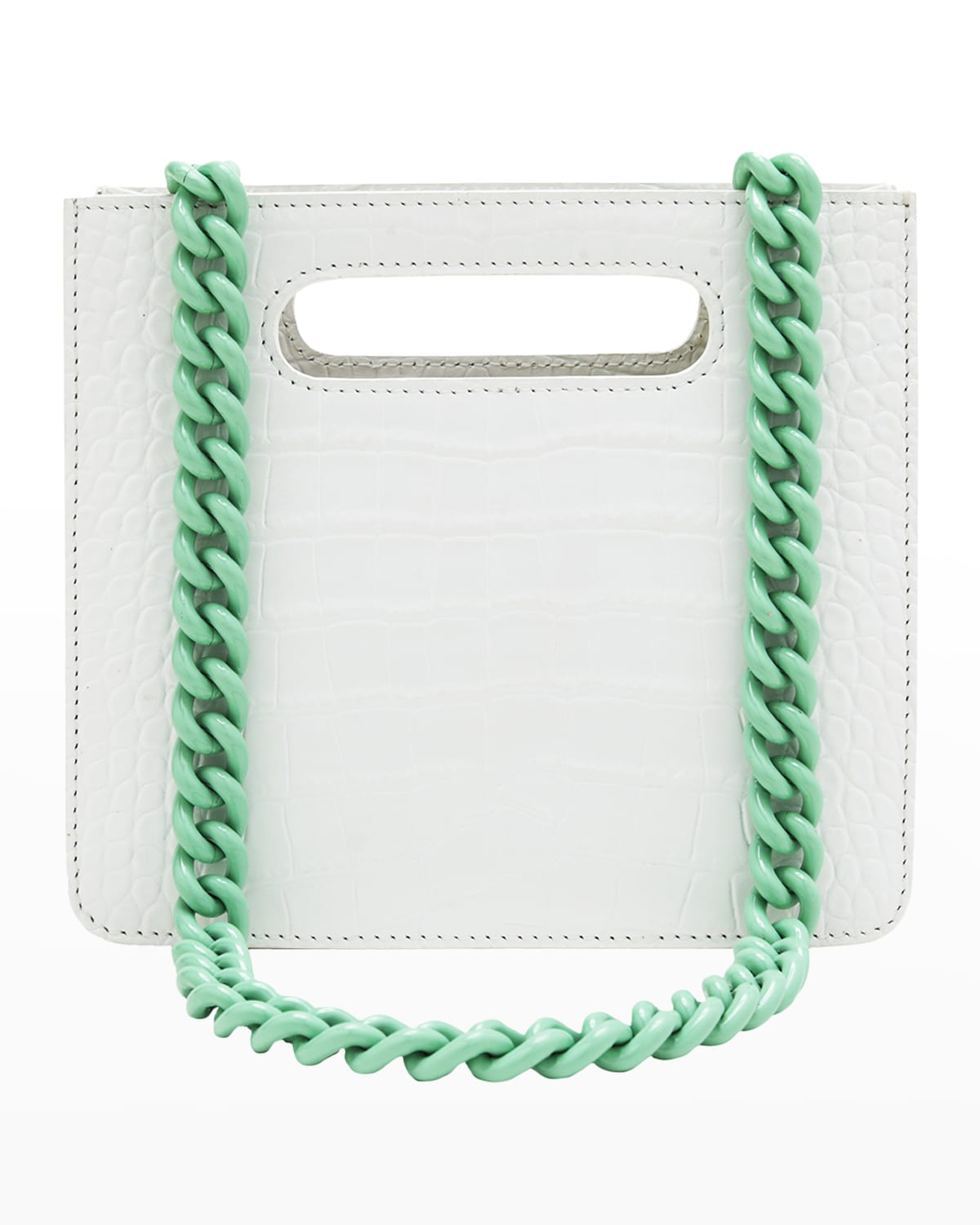L'Afshar Edna Croc-Embossed Chain Shoulder Bag