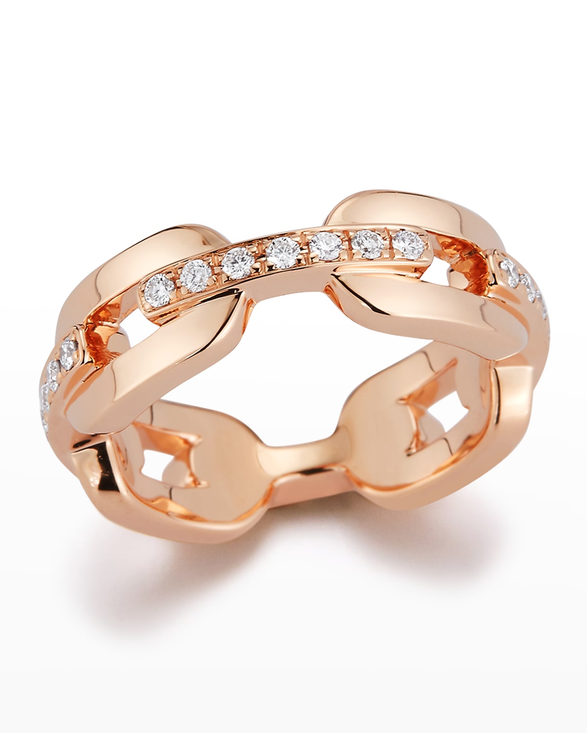 Walters Faith Saxon Rose Gold Diamond Bar Flat Chain Link Ring Size 6