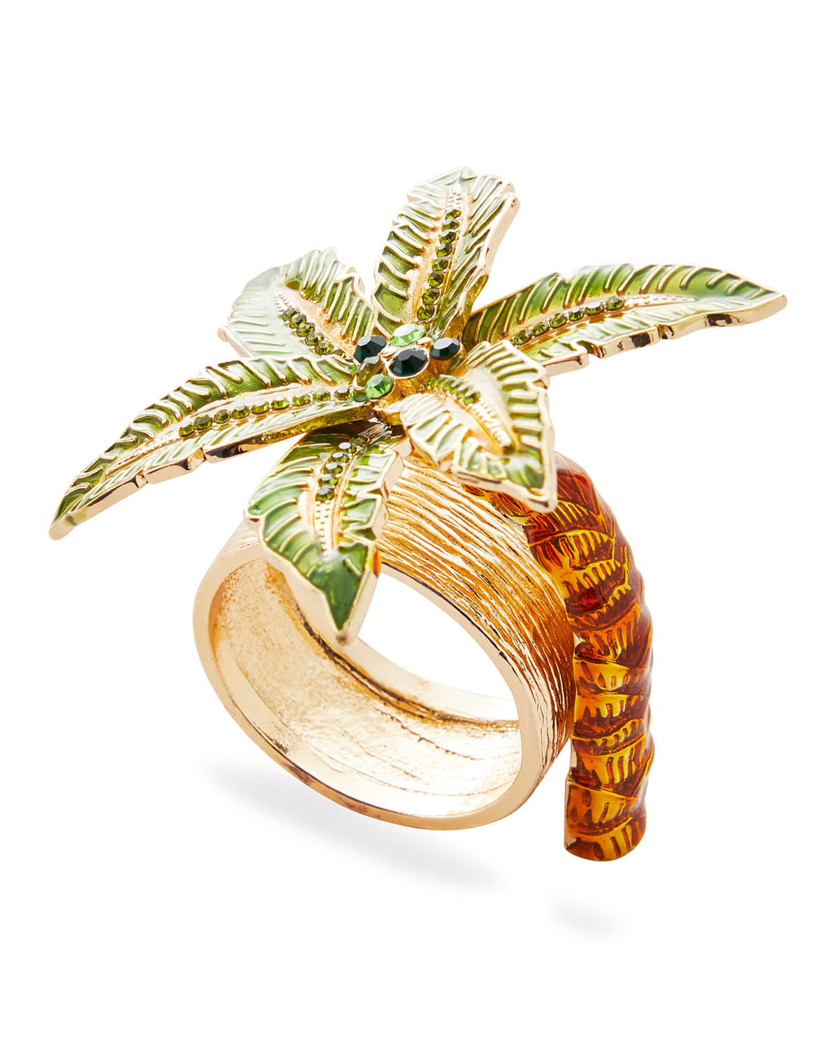 Shop Kim Seybert Palm Coast Napkin Ring In Green/gold