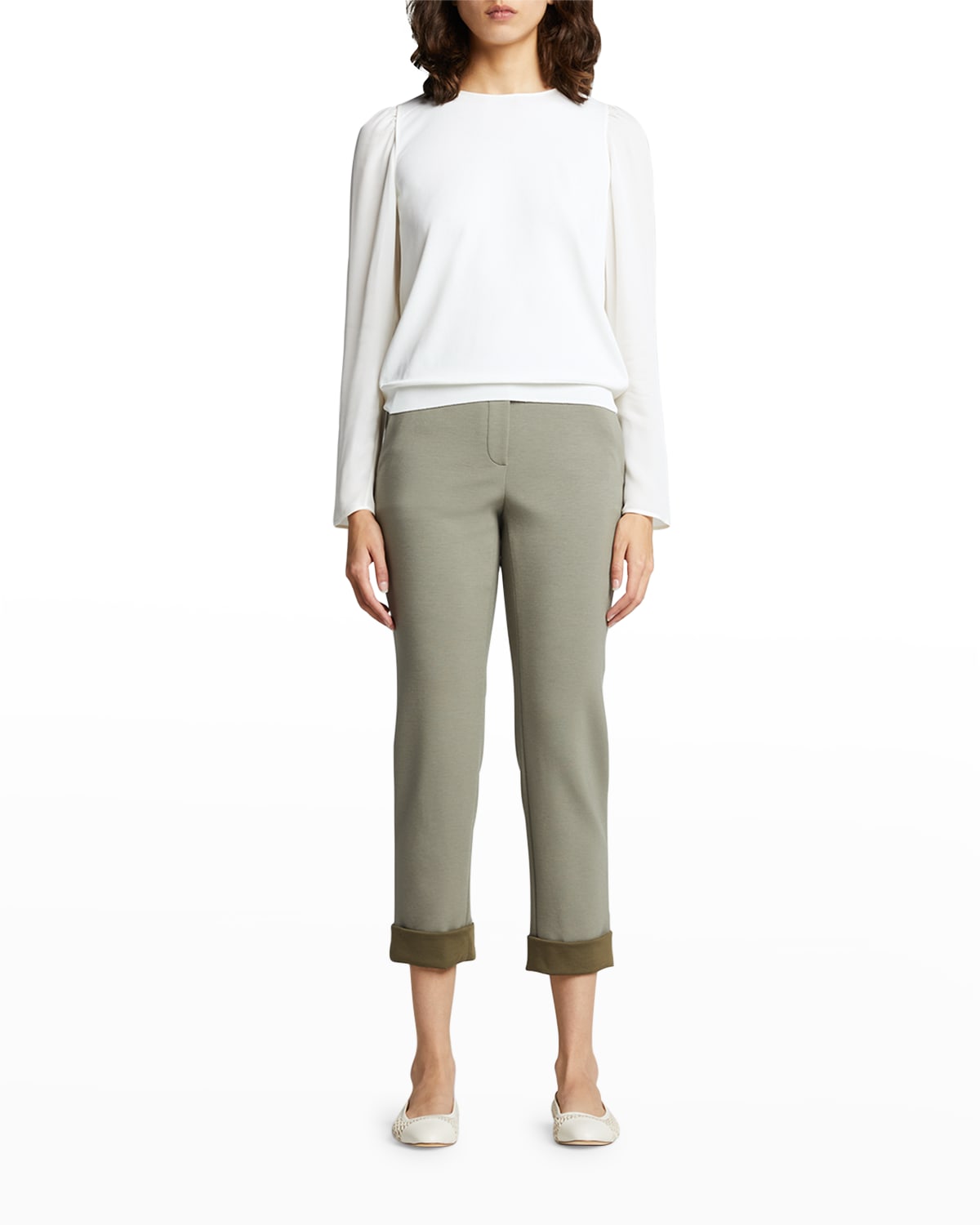 Theory Treeca Double-knit Pull-on Pants In Pl Gnarmy