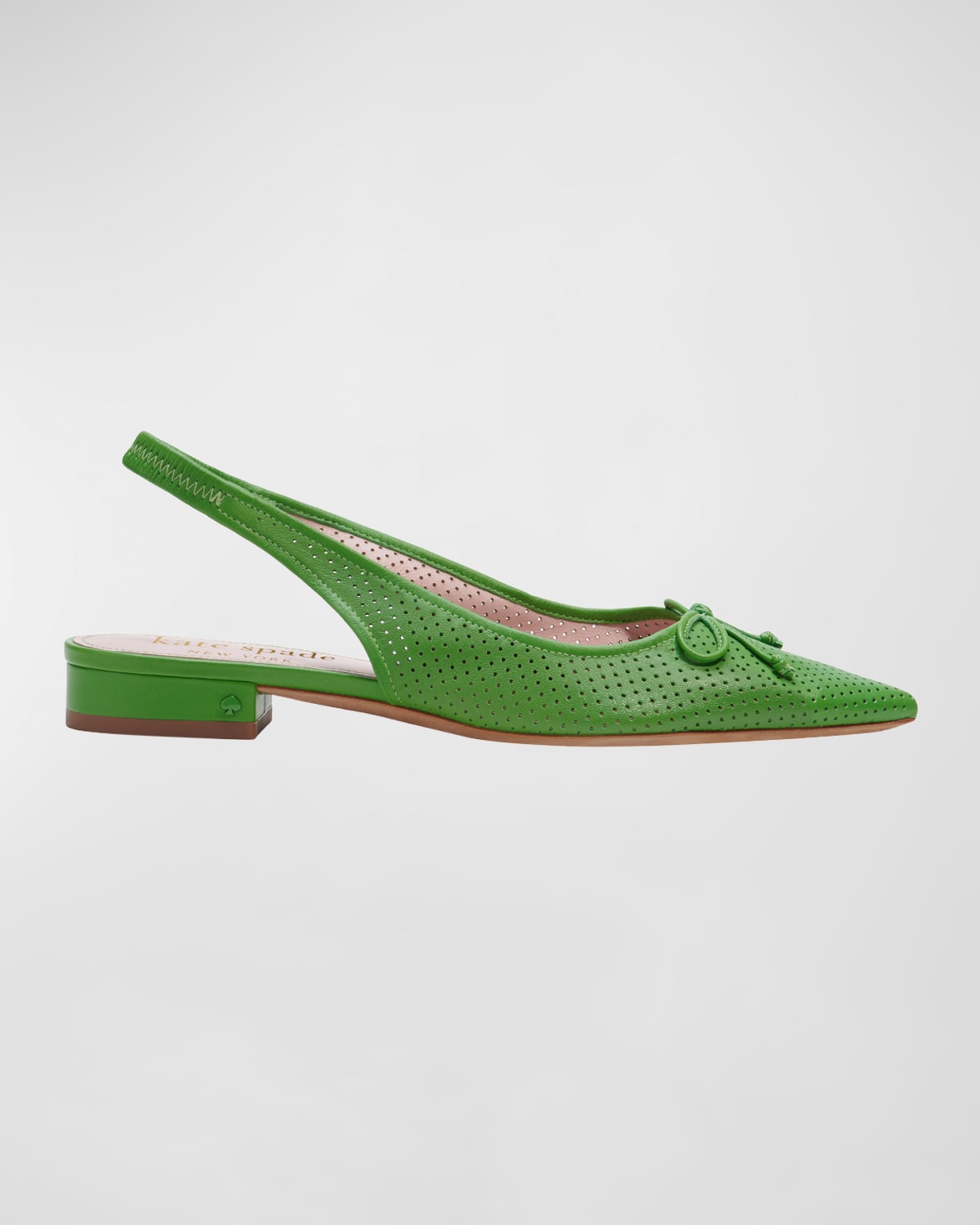 Kate Spade Veronica Perforated Leather Slingback Flats In Ks Green