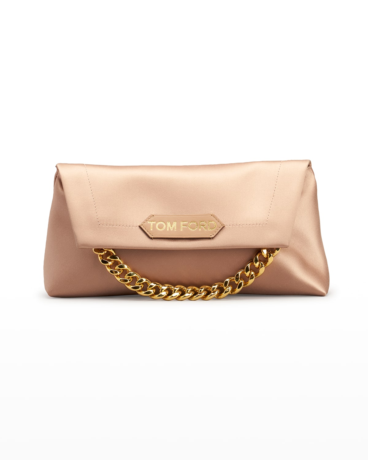 Tom Ford Kids' Small Satin Chain Clutch Bag In Blush Nude