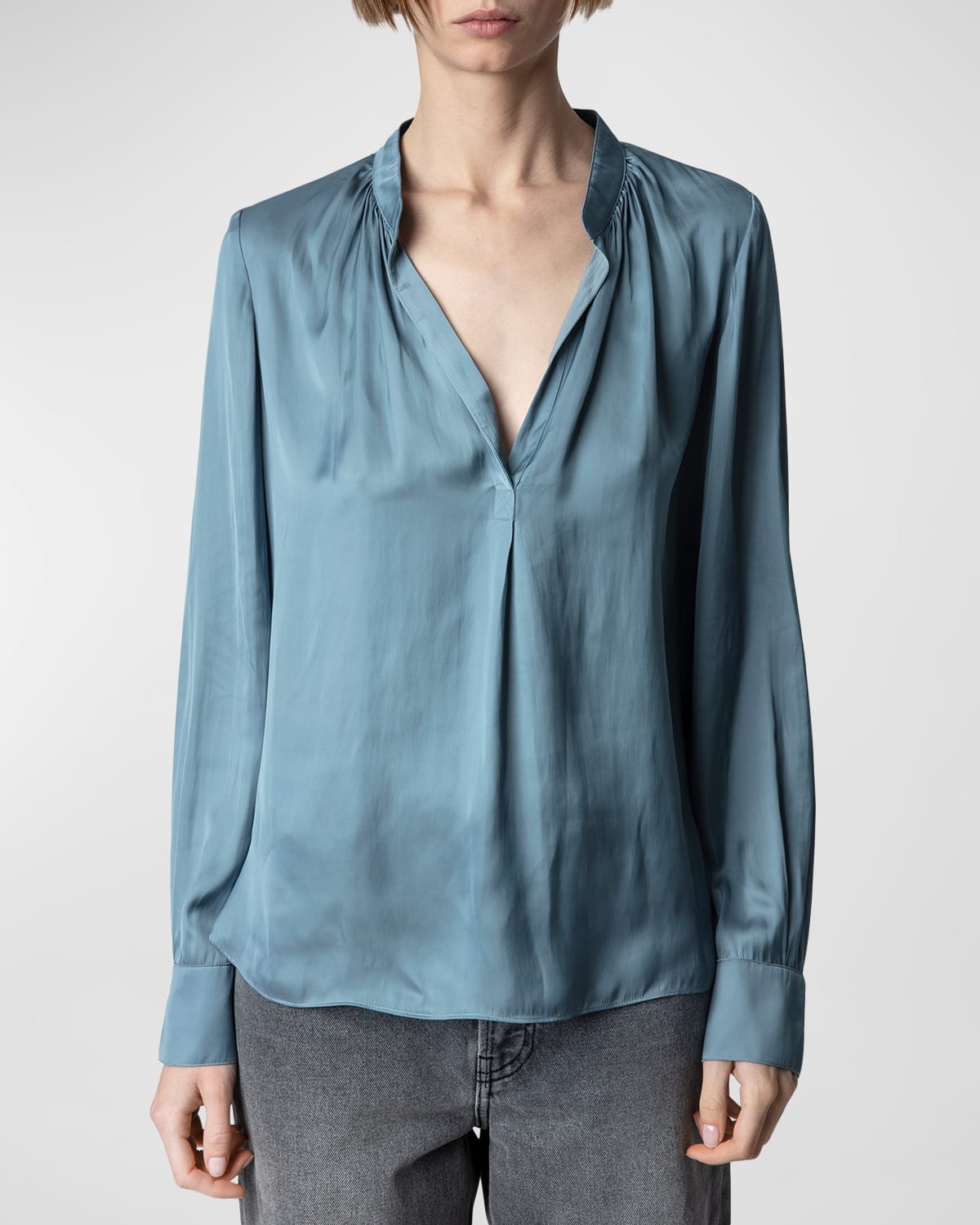 ZADIG & VOLTAIRE TINK SATIN TUNIC TOP