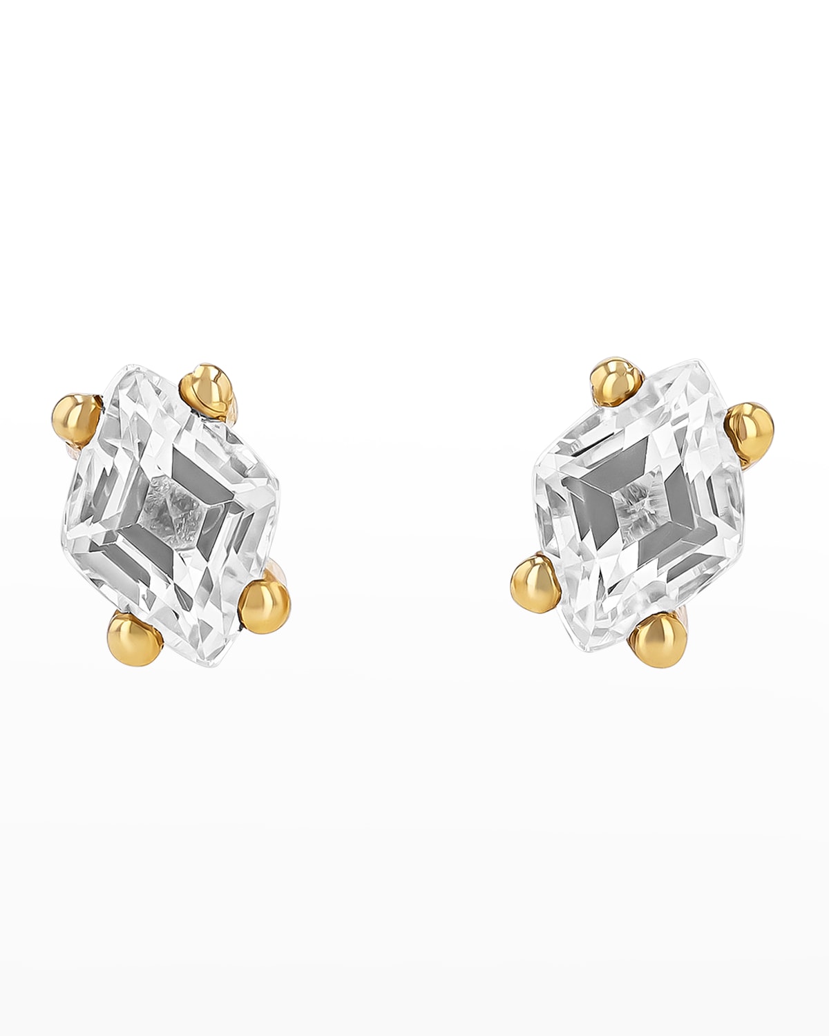 KALAN by Suzanne Kalan Diamond-Cut White Topaz Stud Earrings with Diamond Center