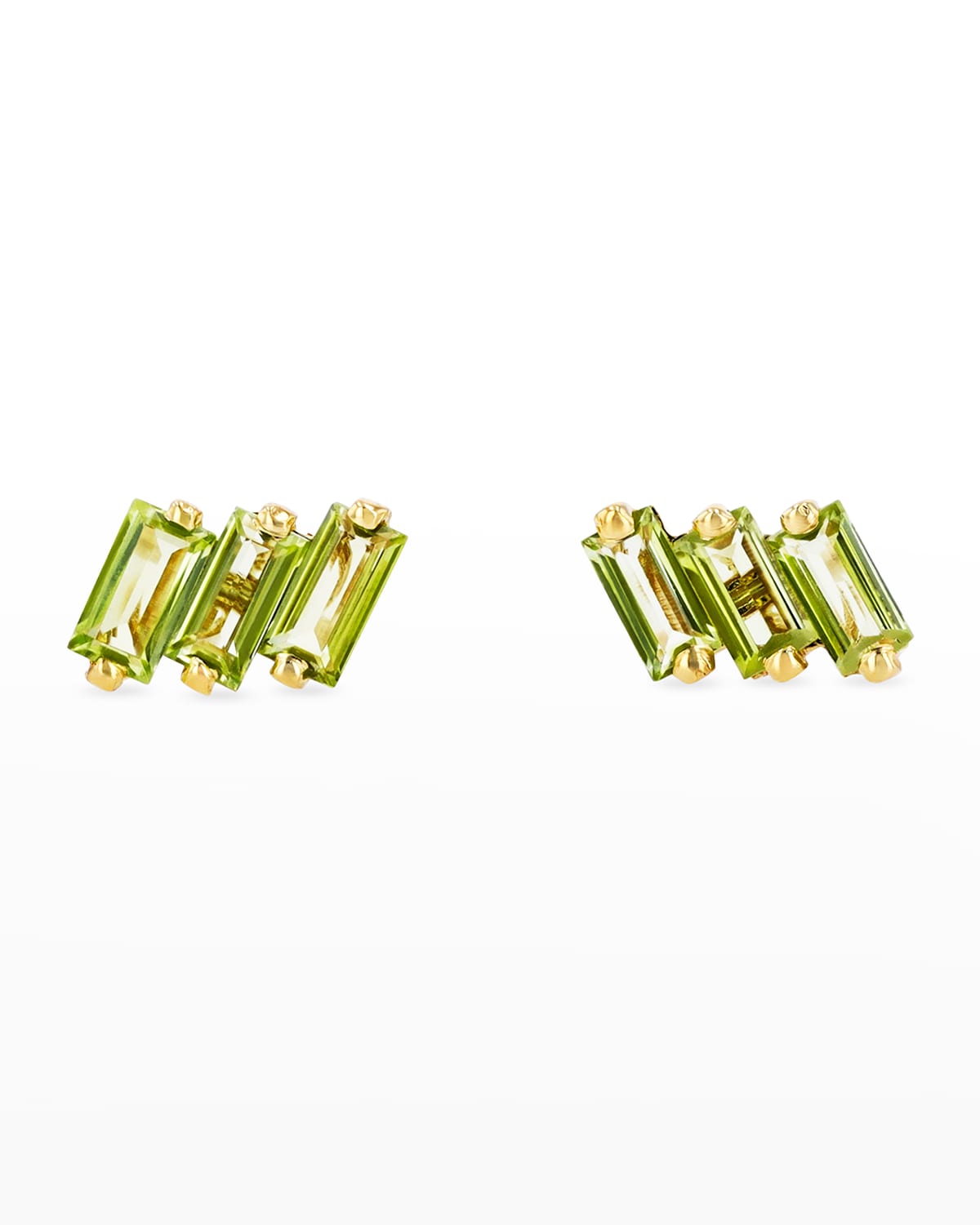 KALAN by Suzanne Kalan 14K Gold Mini Stud Earrings with Green Envy Topaz, Peridot and Green Amethyst