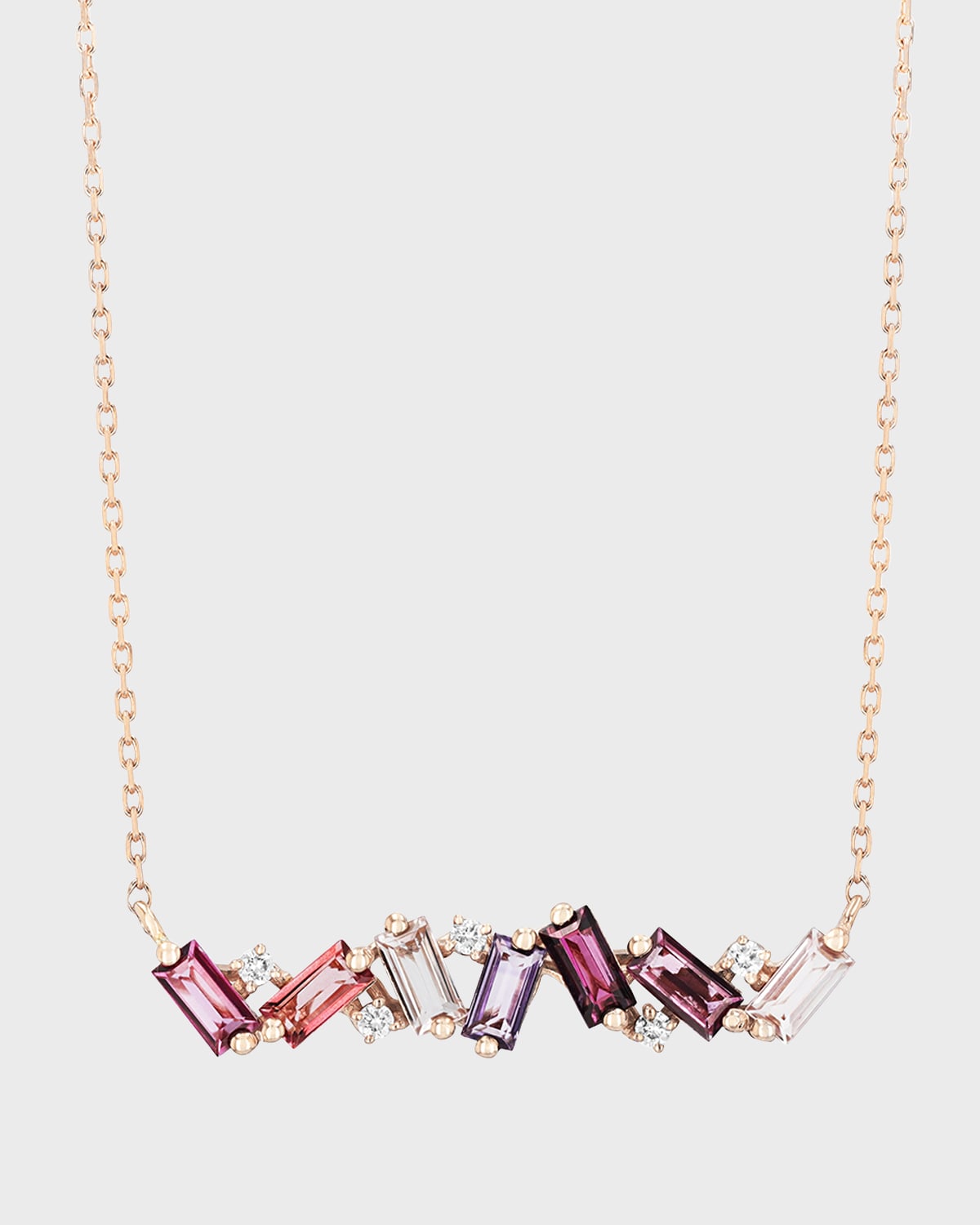 14K Rose Gold Baguette Bar Necklace