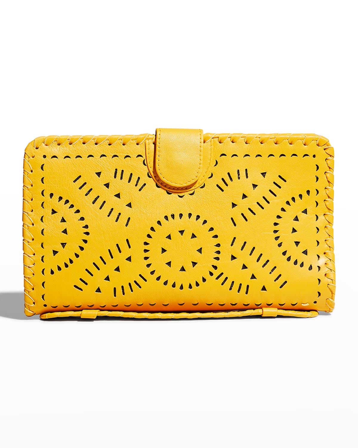 Cleobella Mexicana Perforated Leather Clutch Bag In Yellow