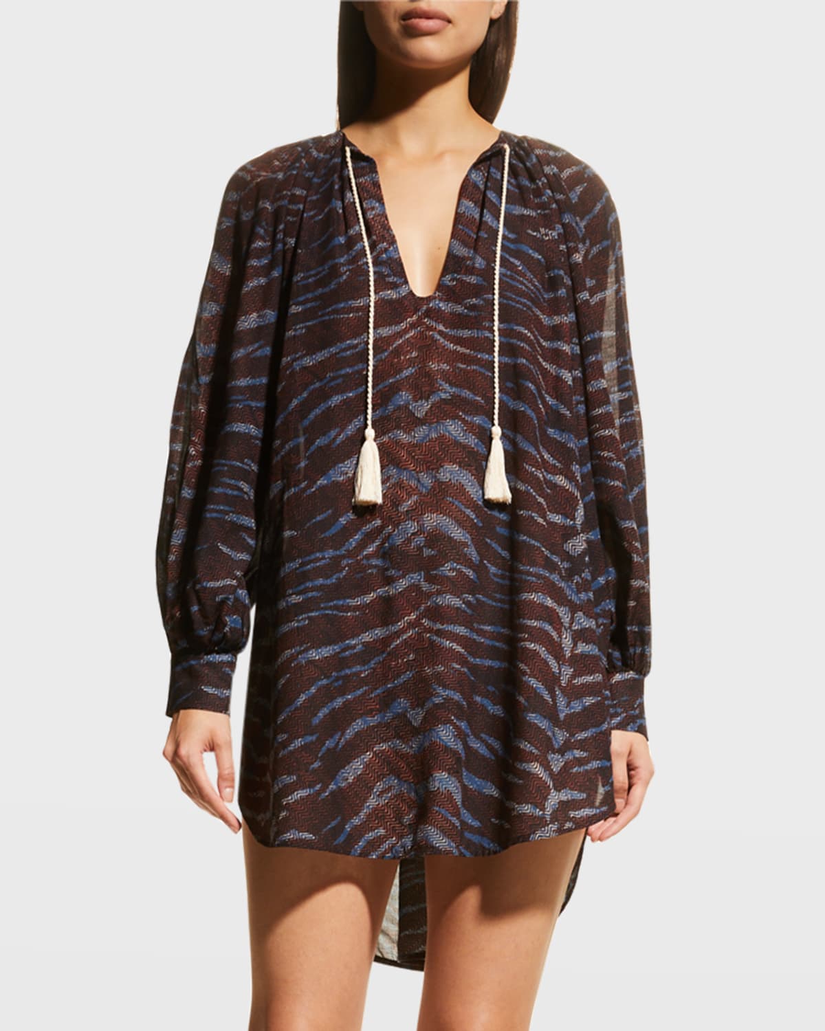 ULLA JOHNSON BIARRITZ PLUNGE SHORT COVERUP TUNIC