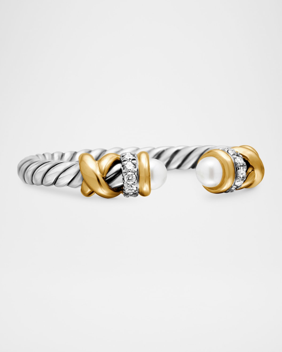 David Yurman Petite Helena Open Ring with Diamonds Pearls