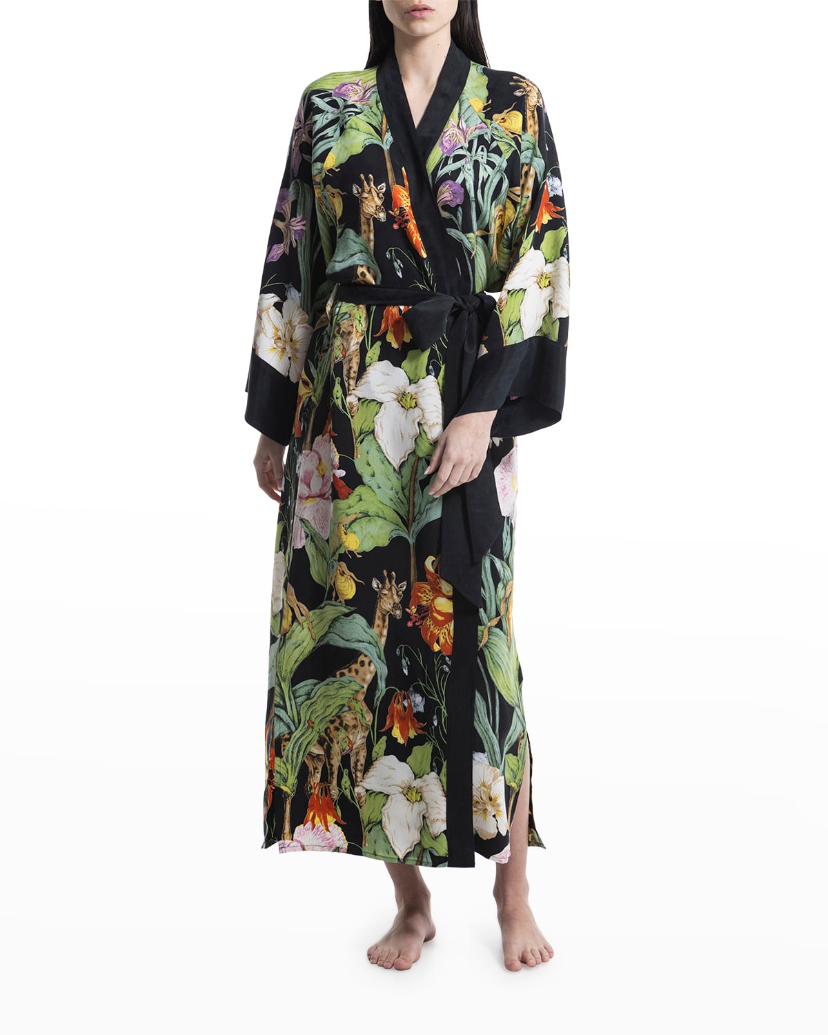 Shop Niluu Printed Vegan Silk Kimono Robe In Monroe