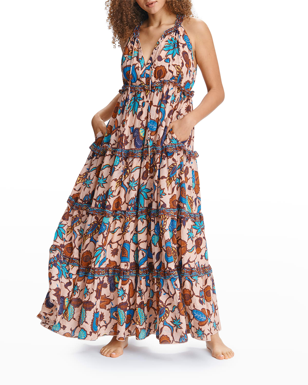 LOVE THE LABEL V-Neck Sleeveless Tiered Maxi Dress
