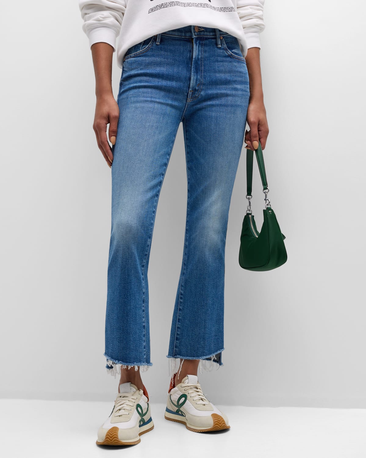 Shop Mother The Insider Crop Step Fray Jeans In Different Strokes