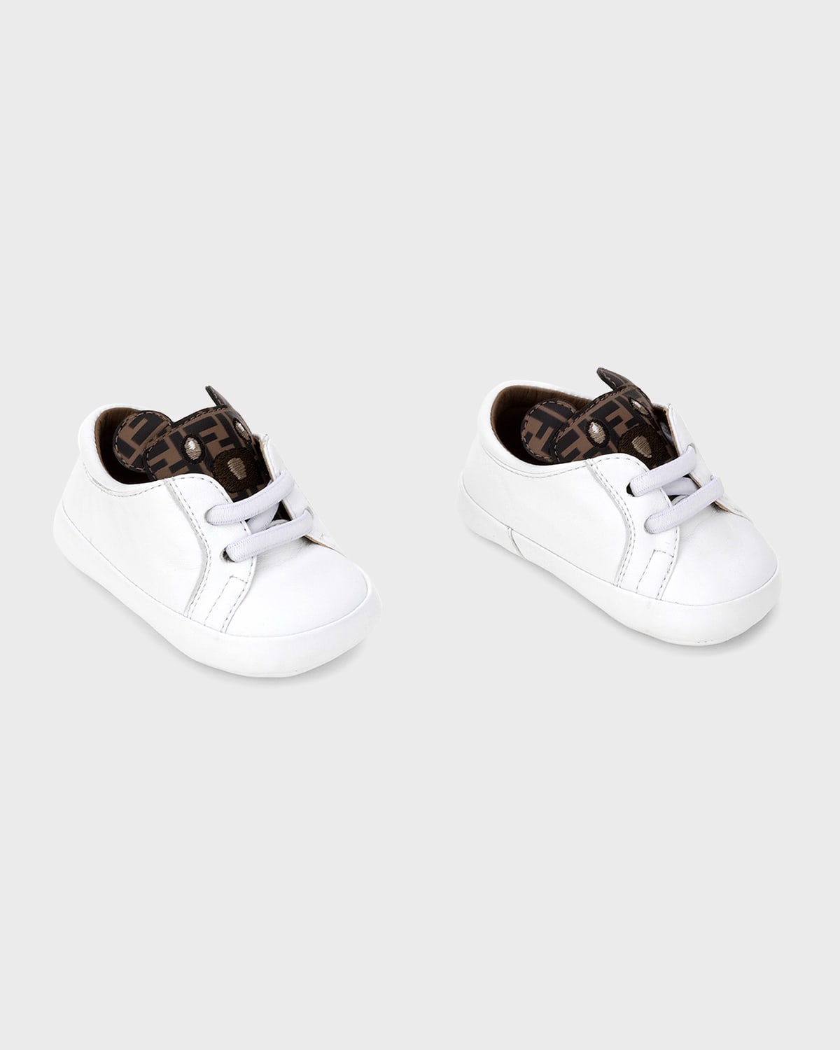 Kid's Ff Bear Leather Low-top Sneakers, Baby In White