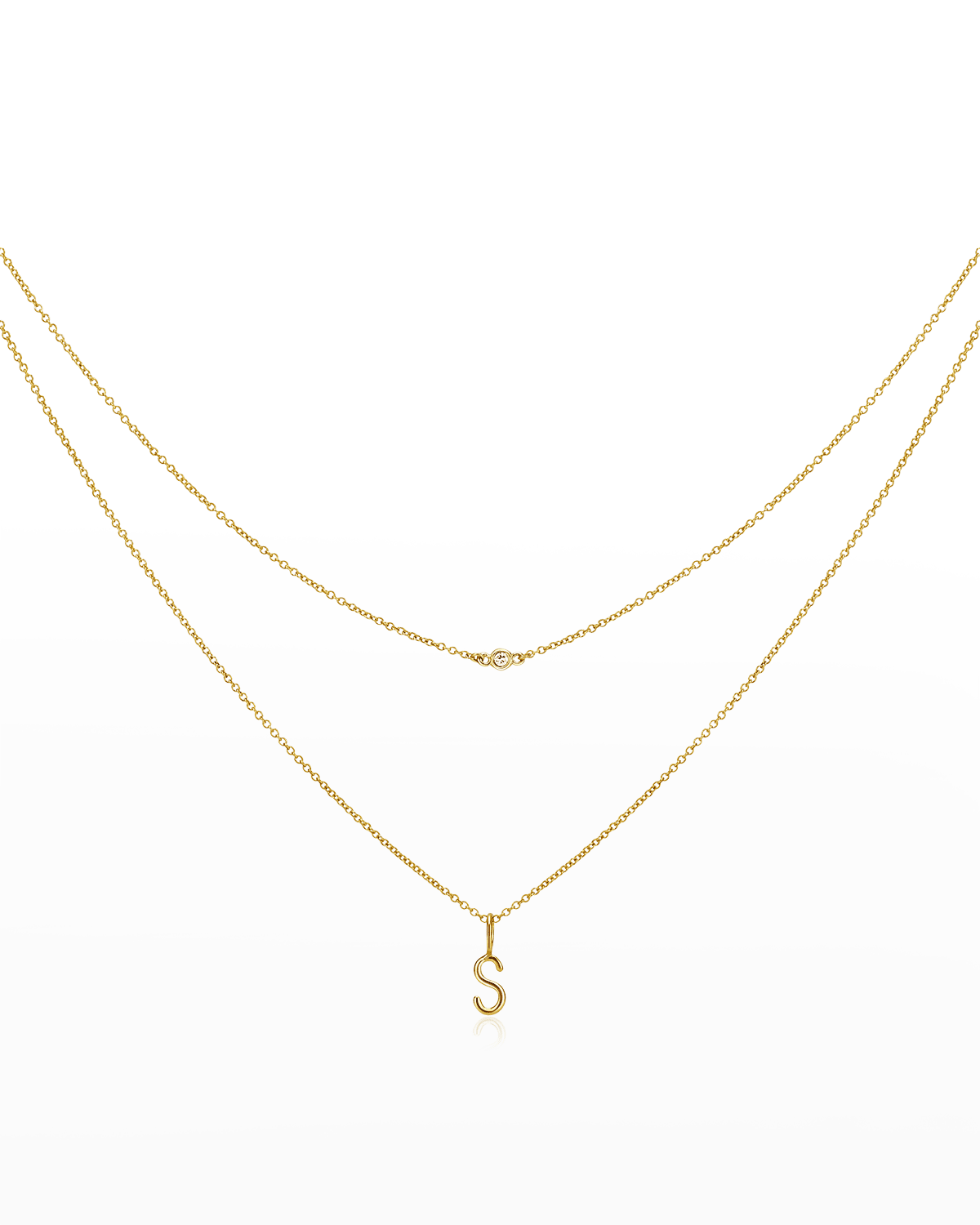 Double Heart Charms Pendant Necklace, 18 - Gold Over Silver