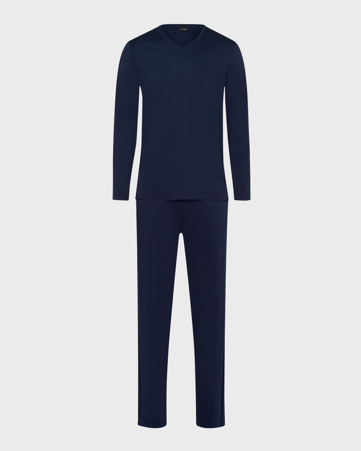 Shop Hanro Men's Night Selection Long Cotton Pajama Set In Deep Navy