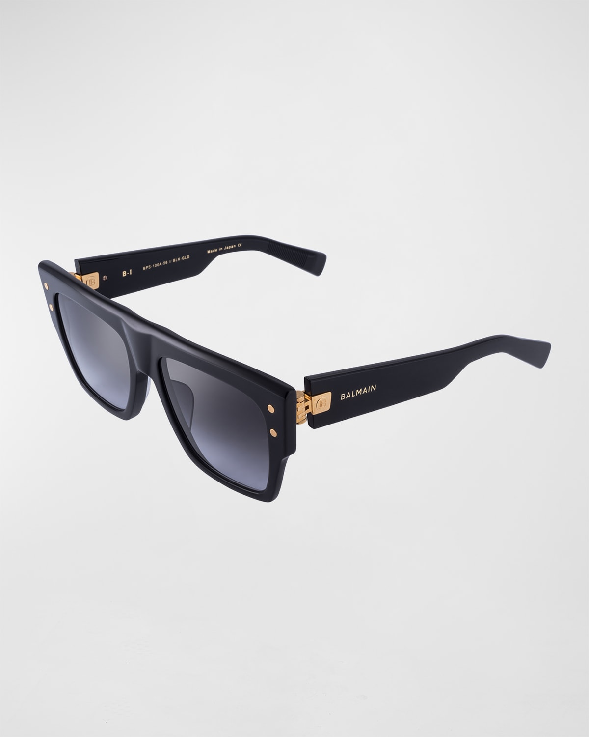 Balmain Logo Square Acetate & Titanium Sunglasses In Black / Gold