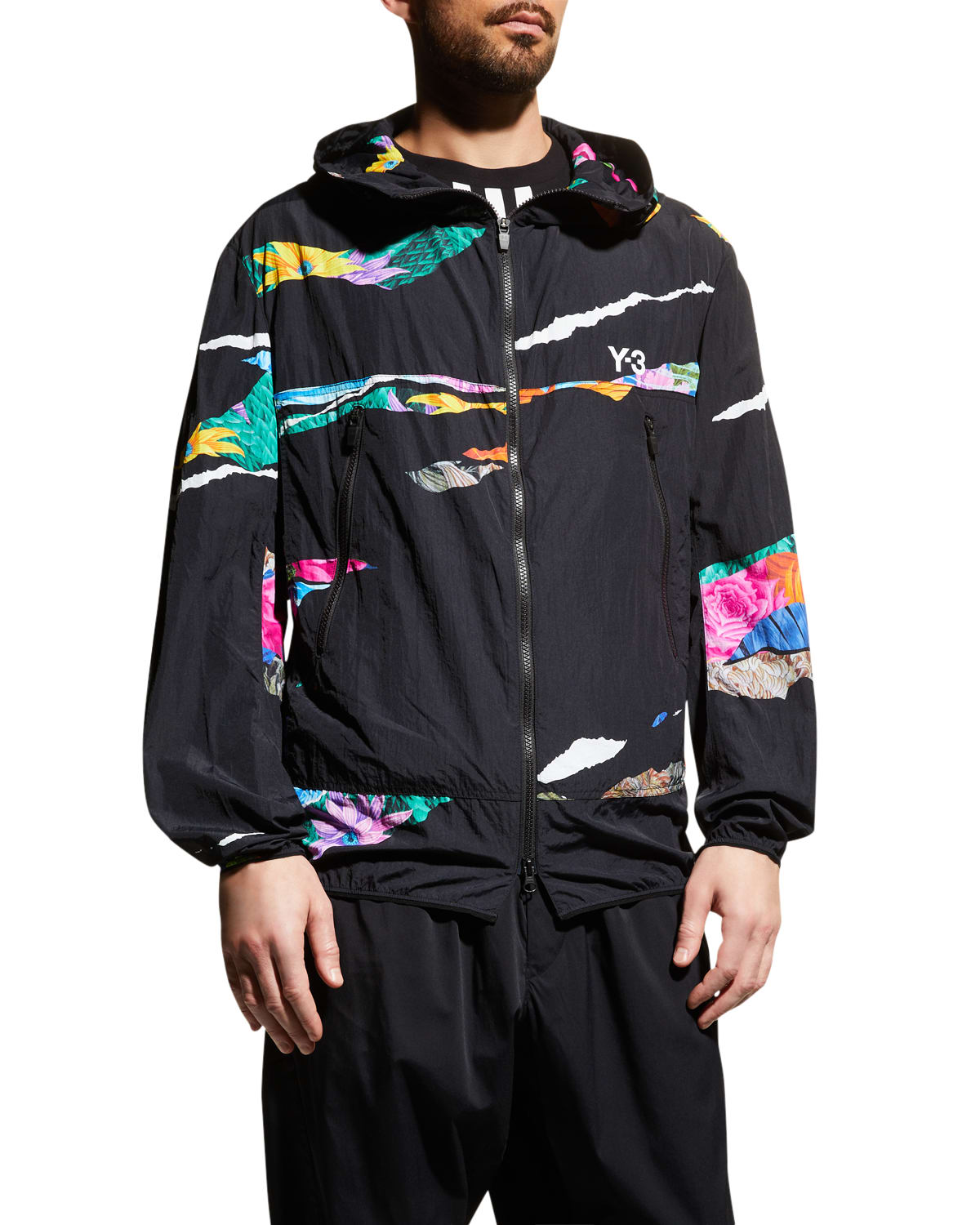 Y-3 Men's Graphic Hooded Wind-Resistant Jacket