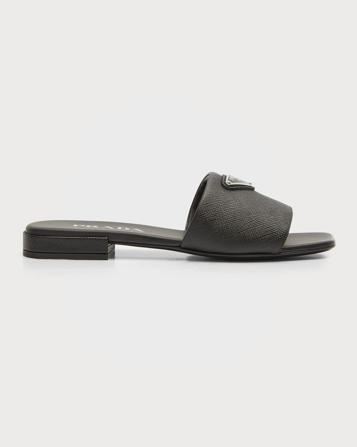 Calfskin Logo Flat Slide Sandals
