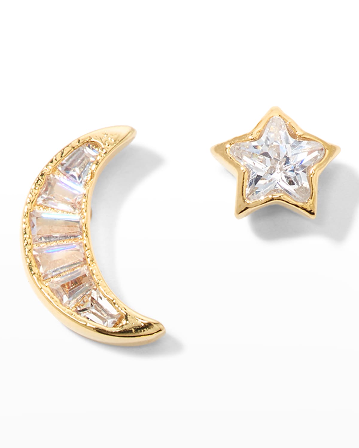 Star and Moon Cubic Zirconia Stud Earrings