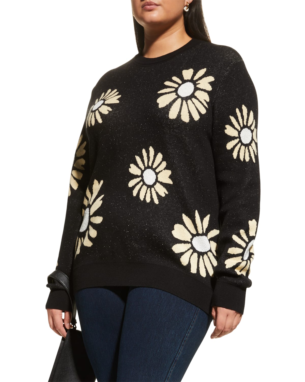 Minnie Rose Plus Plus Size Daisy-Print Knit Top