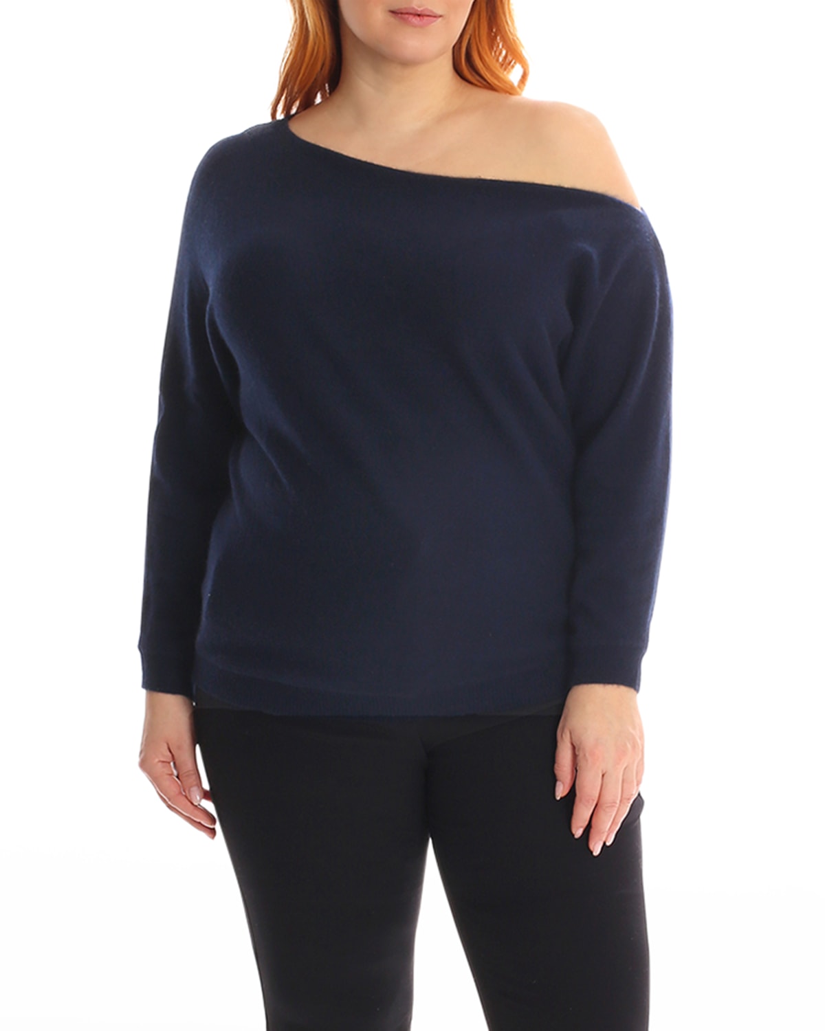 Minnie Rose Plus Plus Size Off-Shoulder Cashmere Sweater