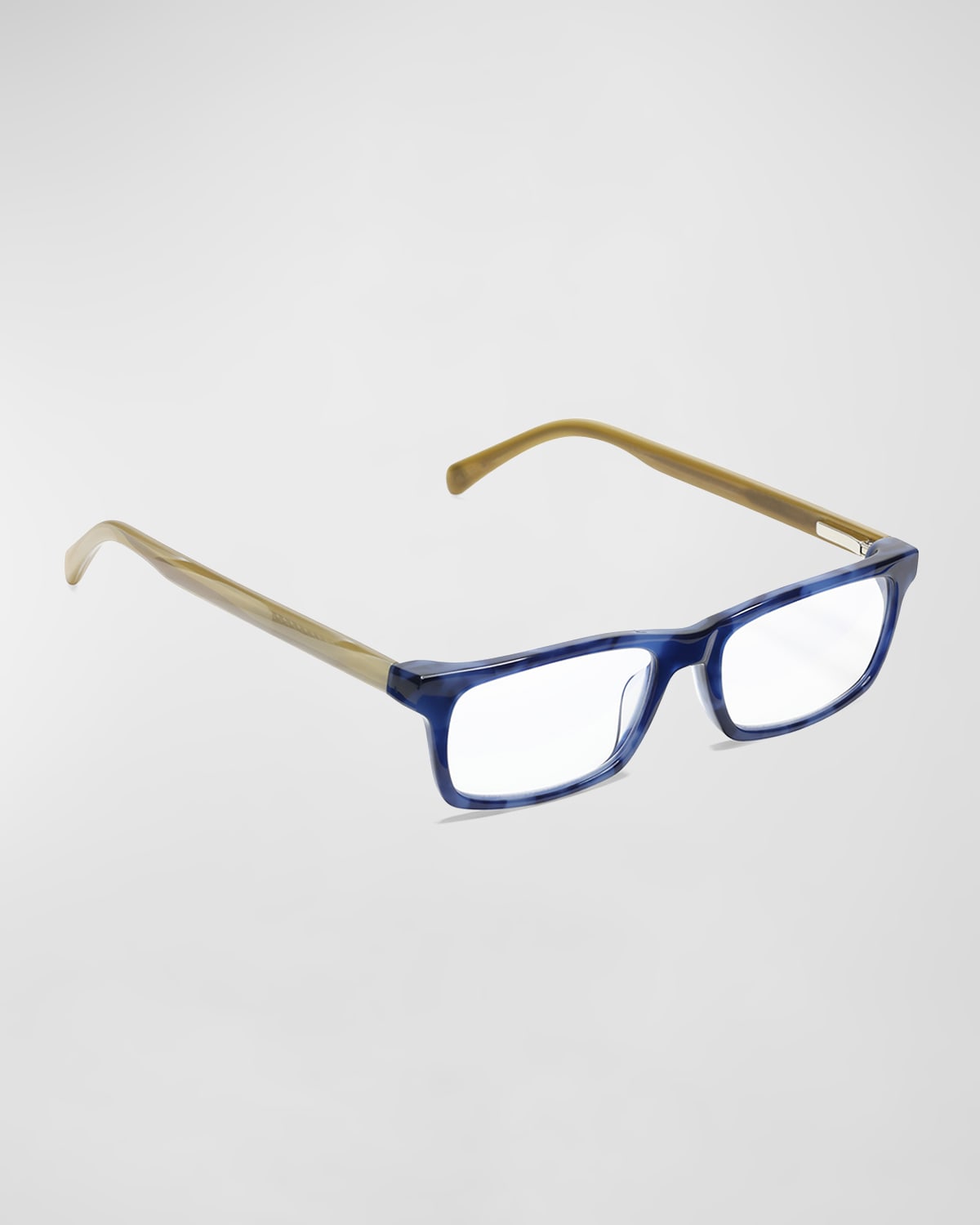 Eyebobs Number Cruncher Rectangle Acetate Reader Glasses In Blue Denim White