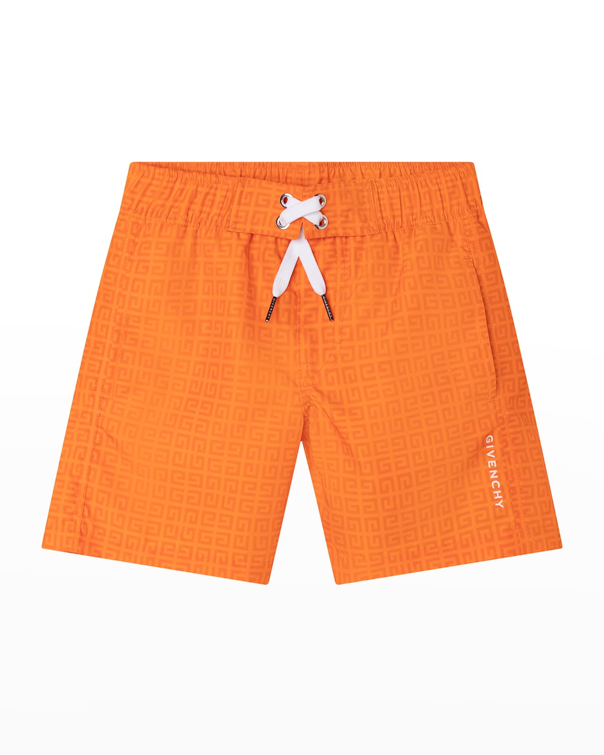 Givenchy Kids' Swim Trunks With Logo Allover In Arancione