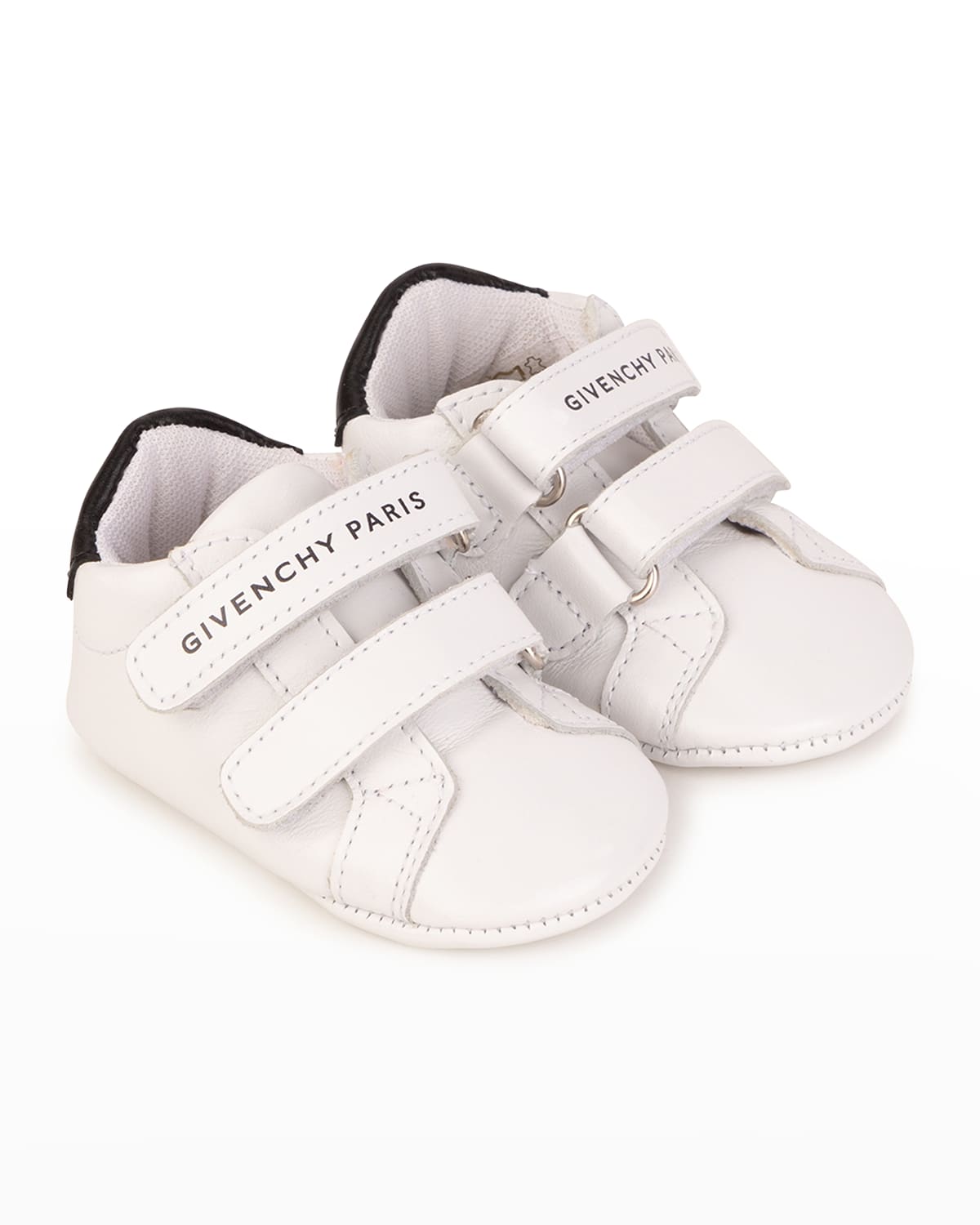 Givenchy Kid's Logo Double Grip-strap Sneakers, Baby In White