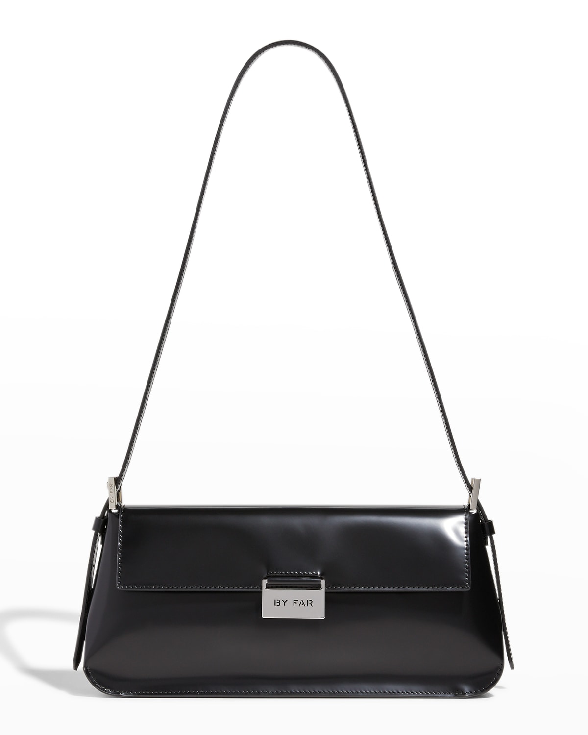 By Far Matilda Semi-patent Leather Shoulder Bag In Black