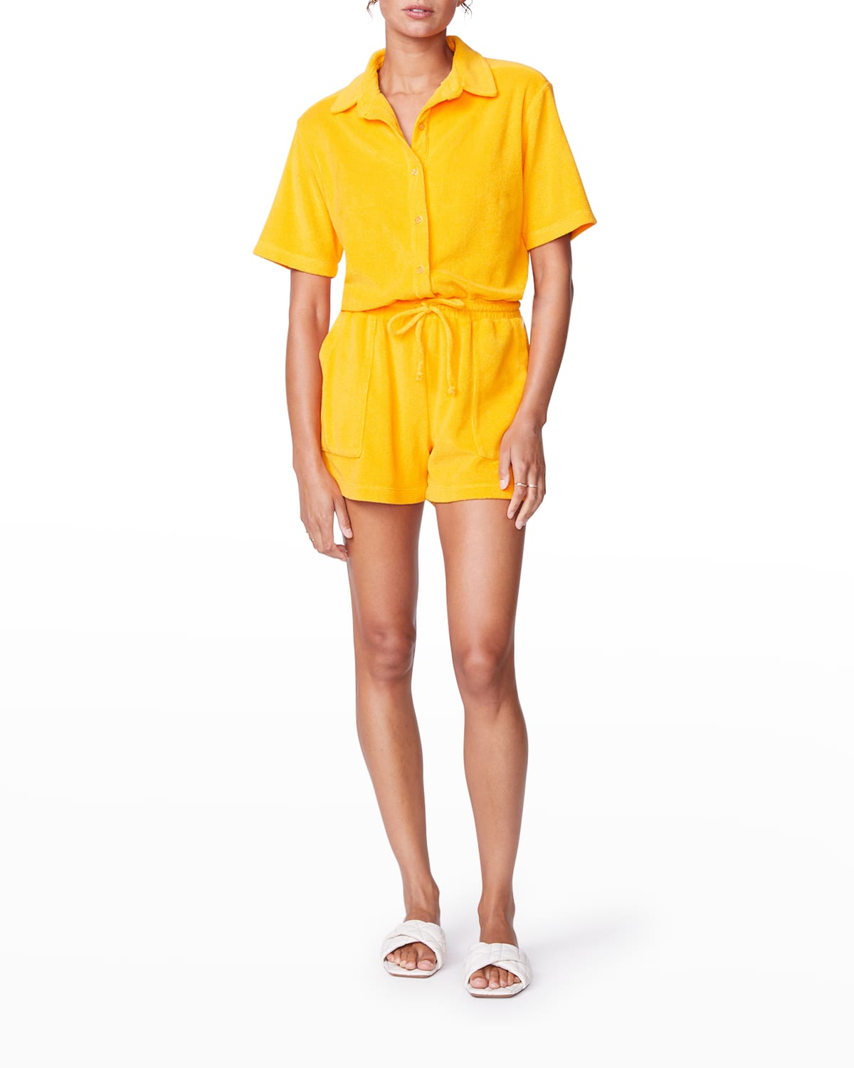 MONROW TERRY CLOTH BUTTON-FRONT ROMPER