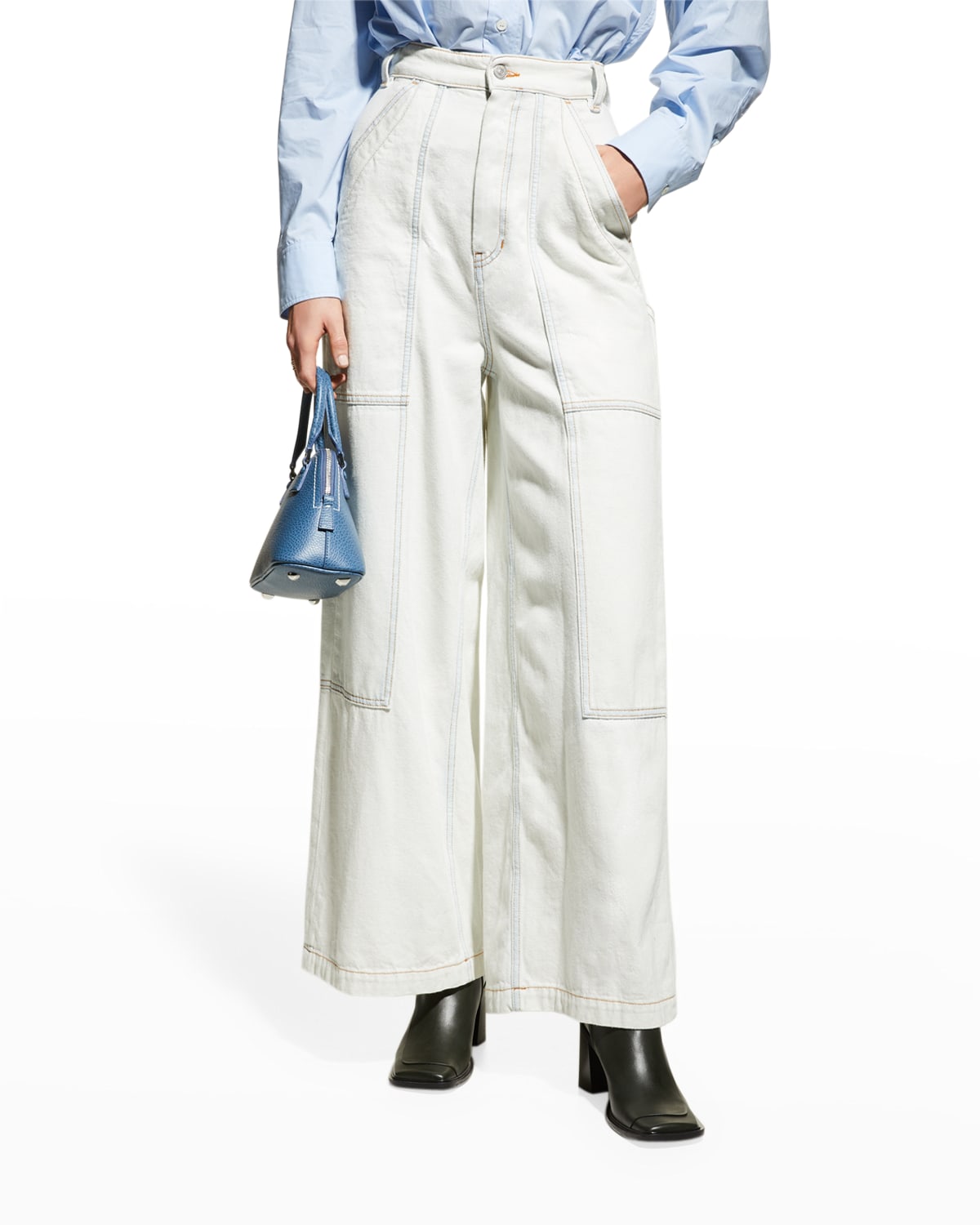 MM6 Maison Margiela High-Rise Wide-Leg 5-Pocket Jeans