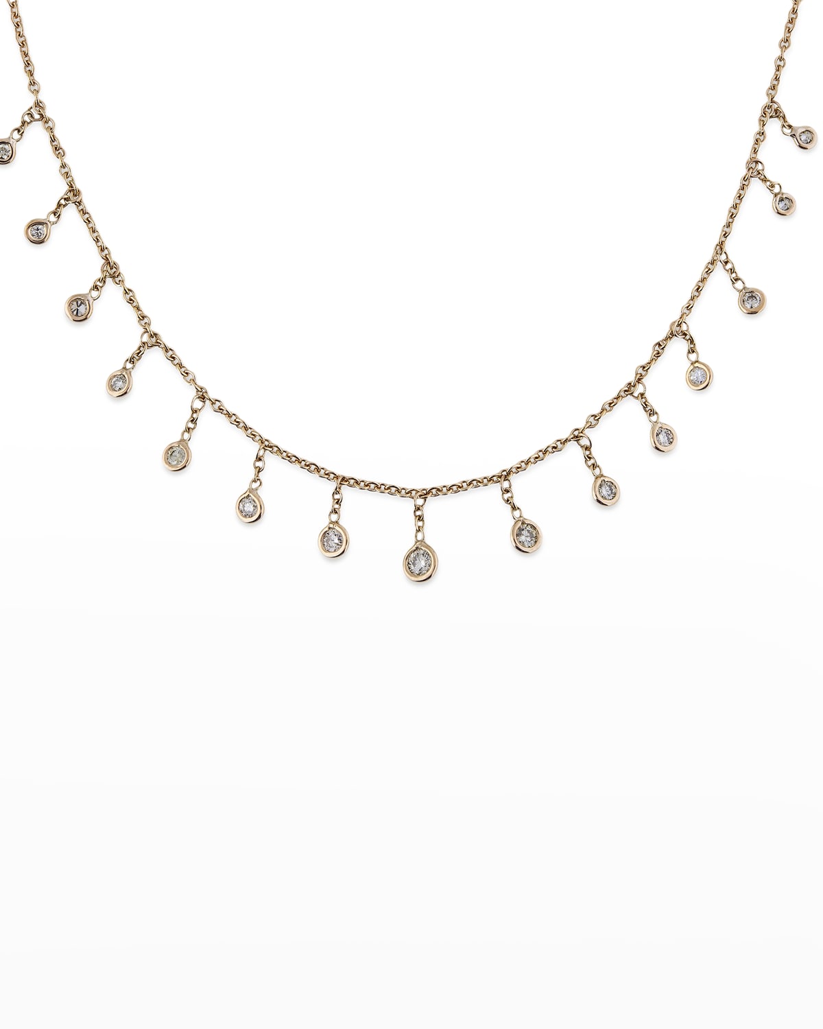 Yellow Gold 15-Diamond Drop Necklace
