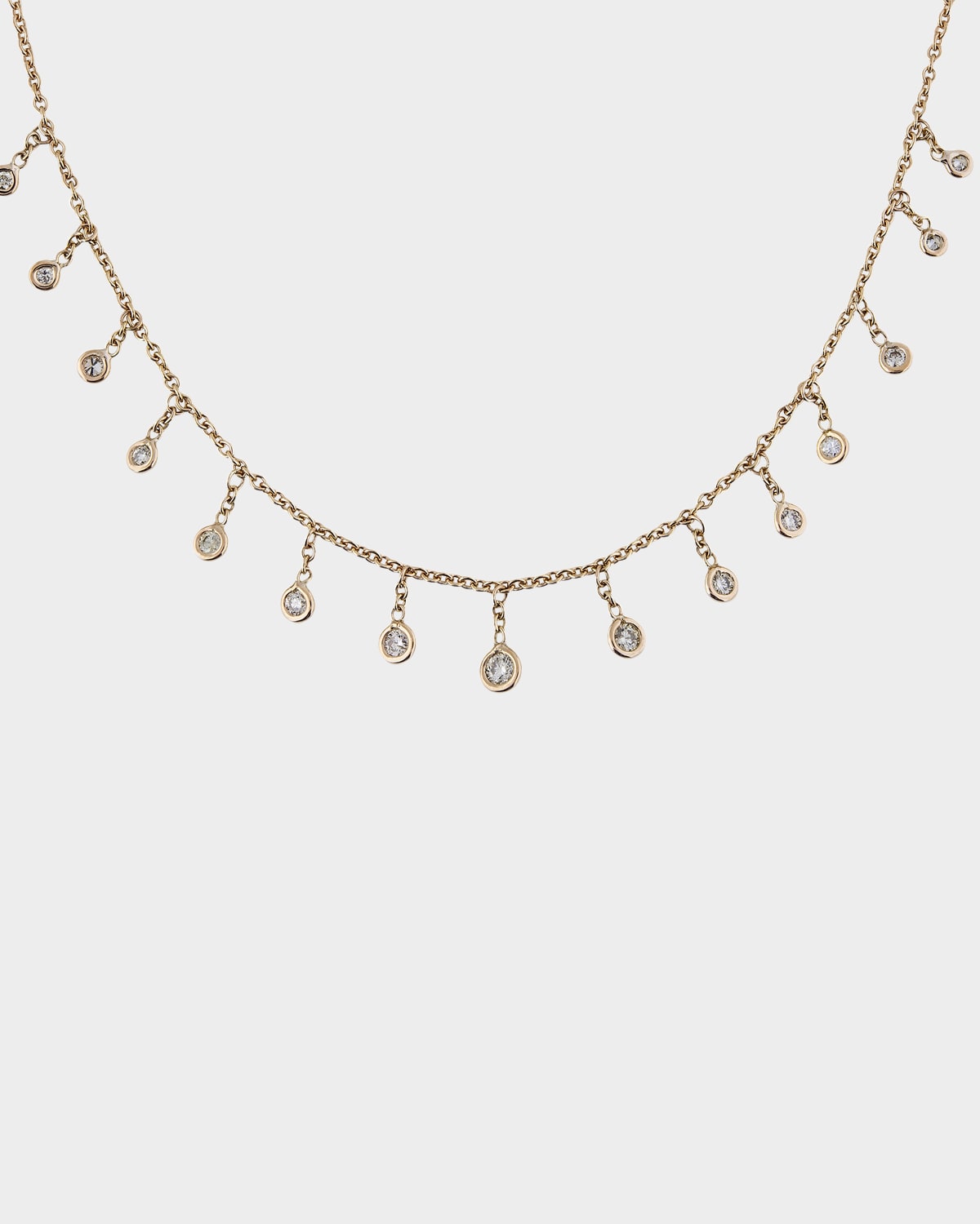 Yellow Gold 15-Diamond Drop Necklace