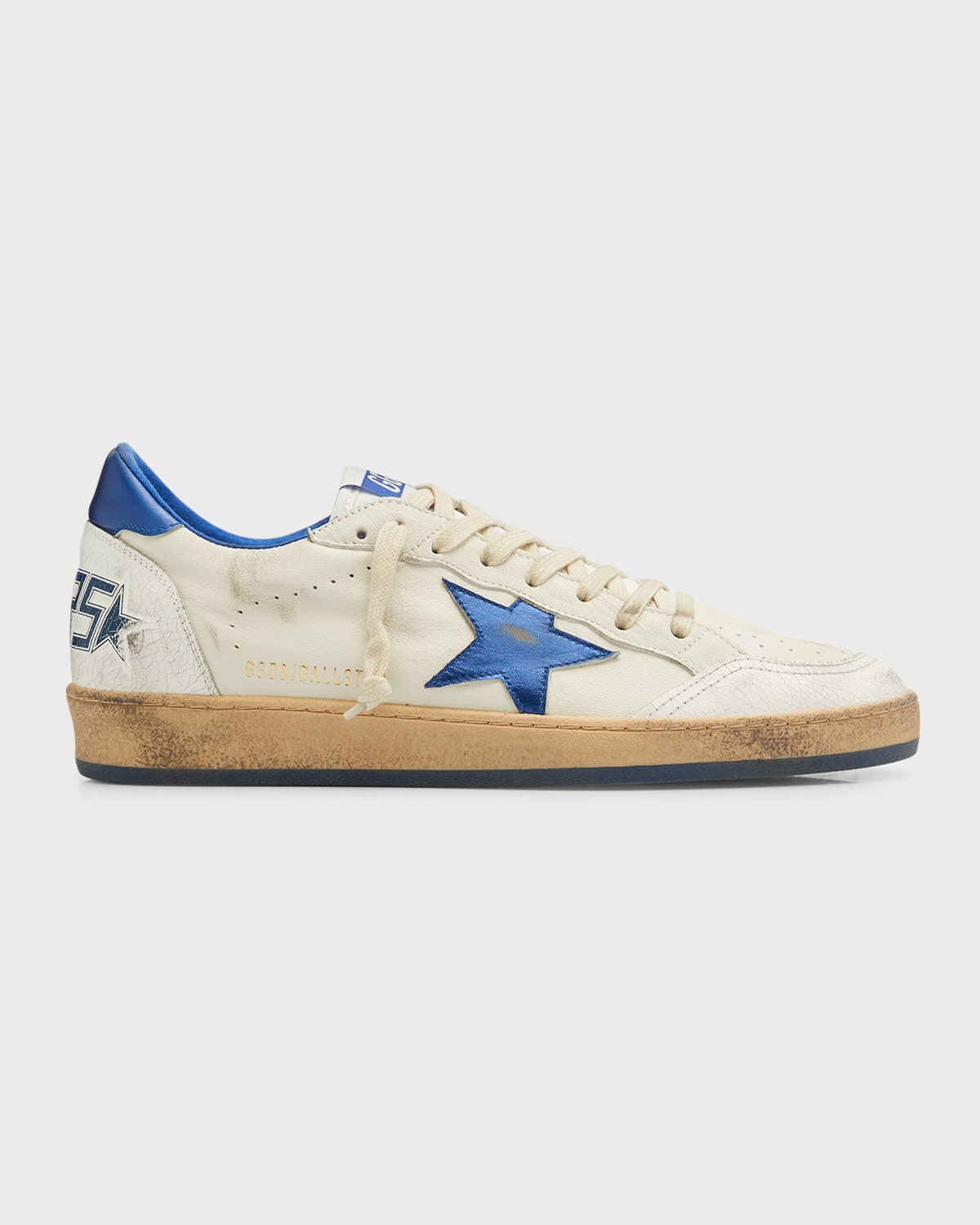 Golden Goose Ballstar White Low Top Sneakers With Star Patch On The Side And Maxi Lettering On The Rear In Leathe