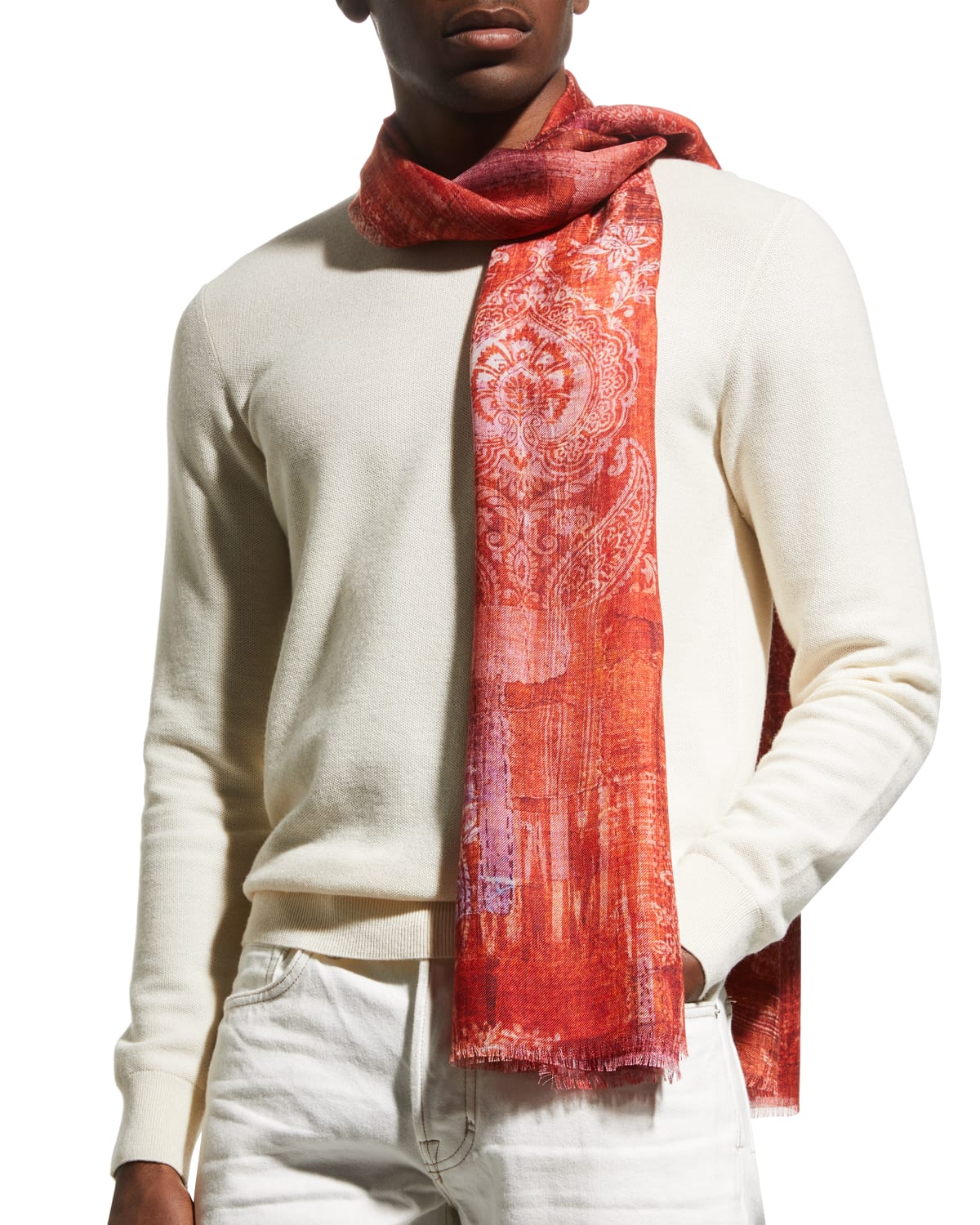 Alonpi Men's Astrid Cashmere-Silk Reversible Rectangle Scarf