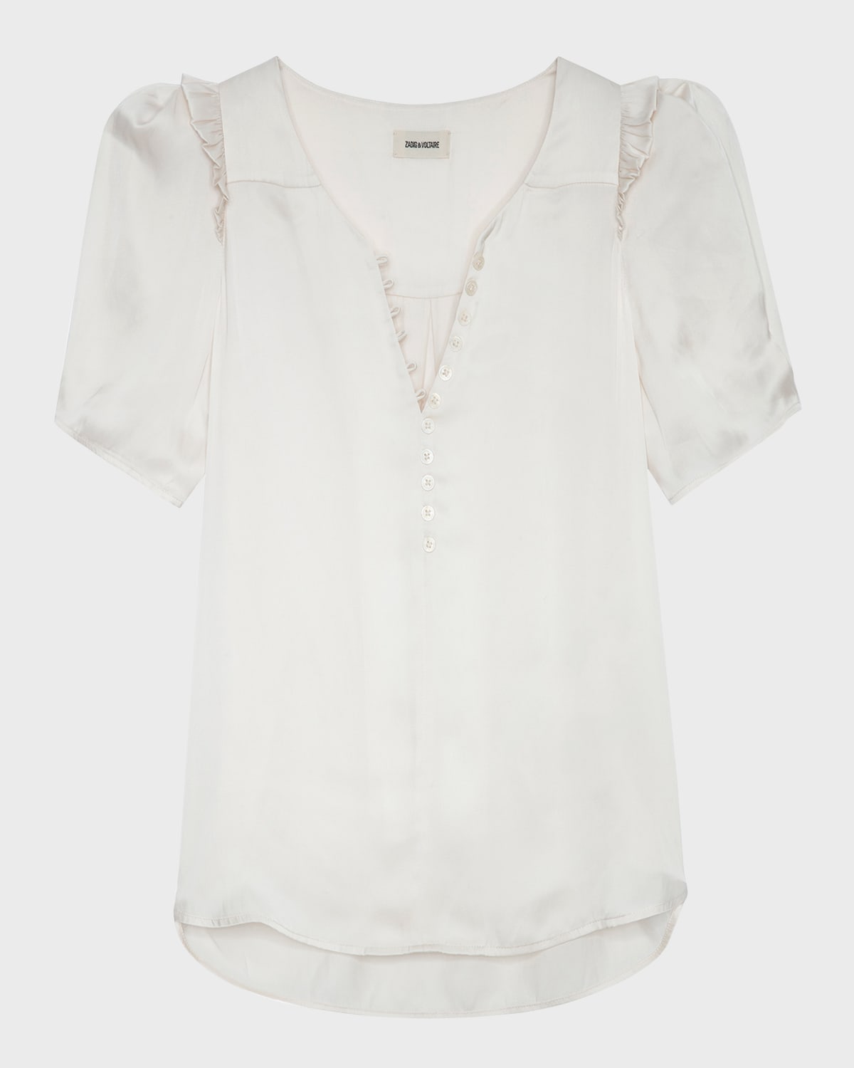Zadig & Voltaire Puff-sleeve Satin Top In Lin