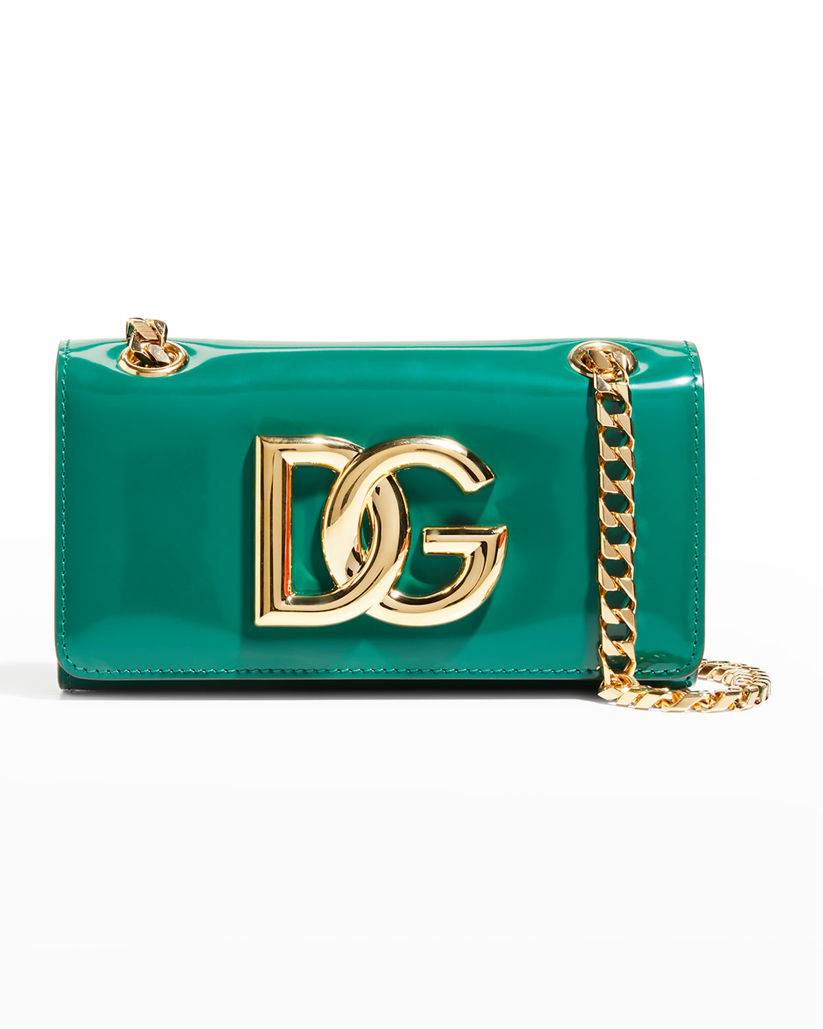 Dolce & Gabbana Dg Logo Patent Chain Crossbody Bag