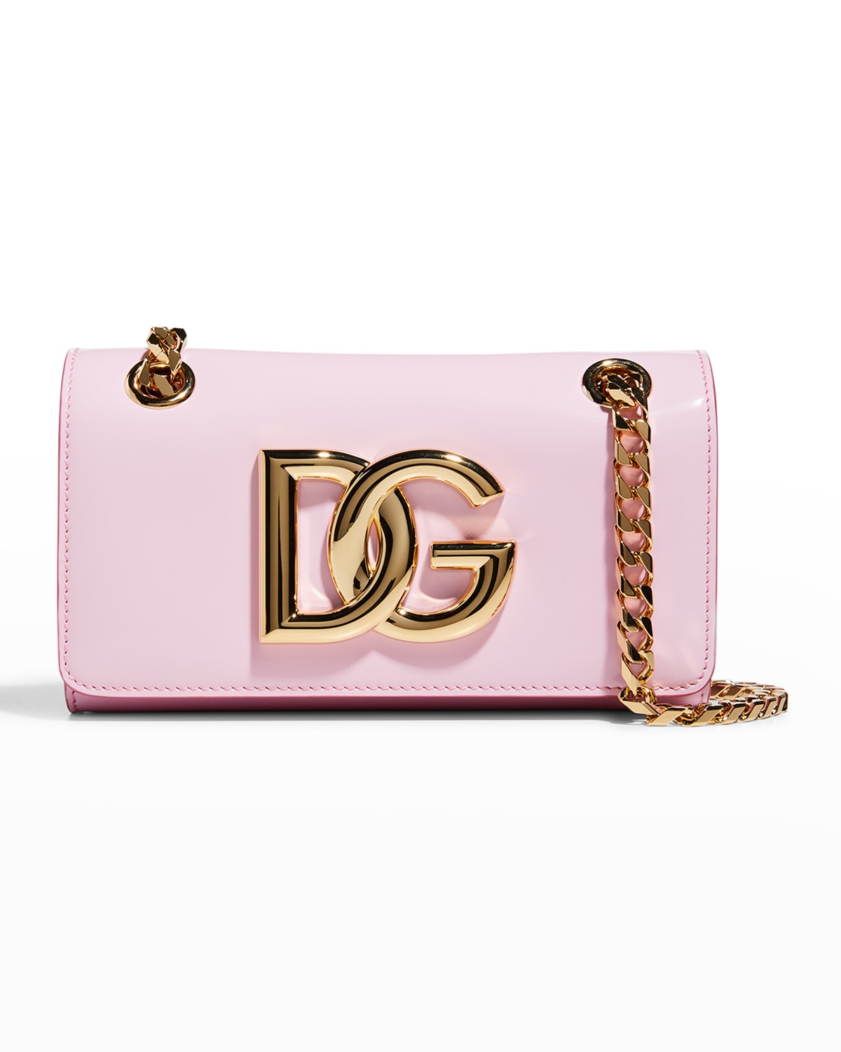 Dolce & Gabbana Dg Logo Patent Chain Crossbody Bag In Candy