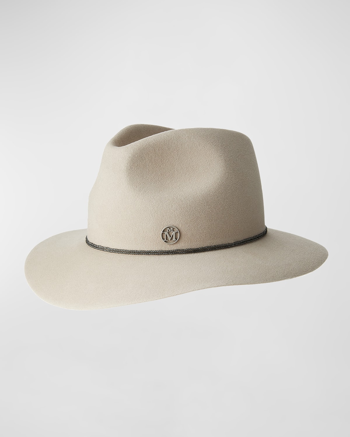 Maison Michel Rico Felt Hat W/ Beaded Strap In Gray