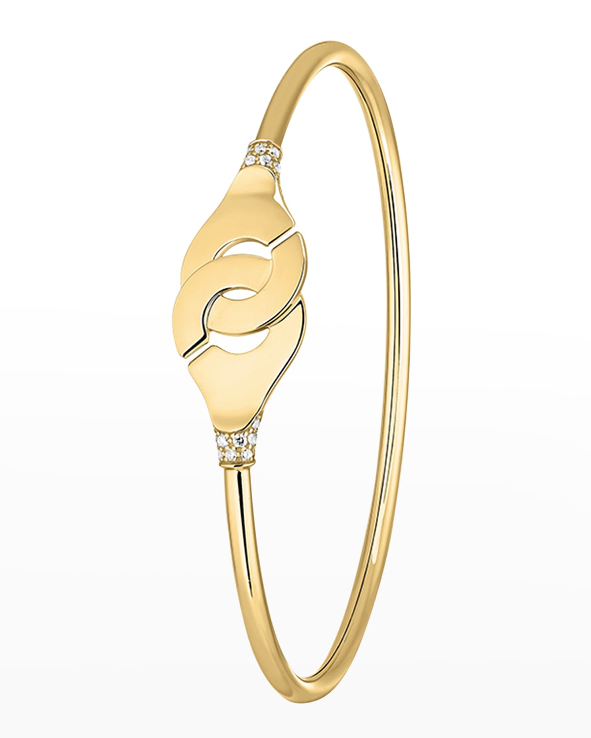 DINH VAN Yellow Gold Menottes R12 Flex Bracelet with Diamond Shoulders